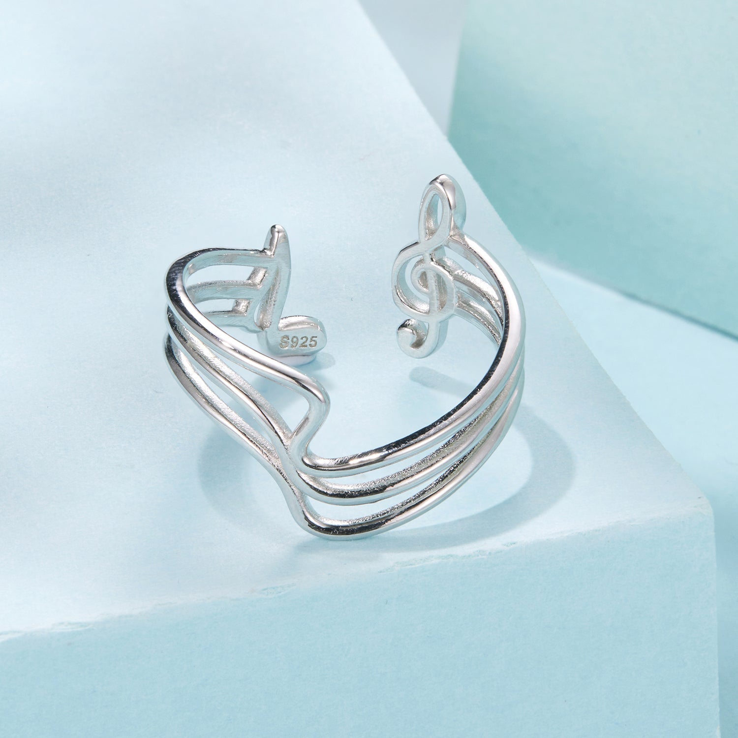 925 Sterling Silver Plated White Gold Adjustable Ring for Women DestGlow