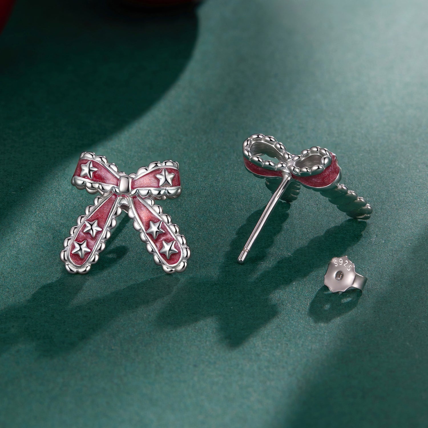 925 Sterling Silver Earrings with Enamel Process in White Gold Plating for Women DestGlow