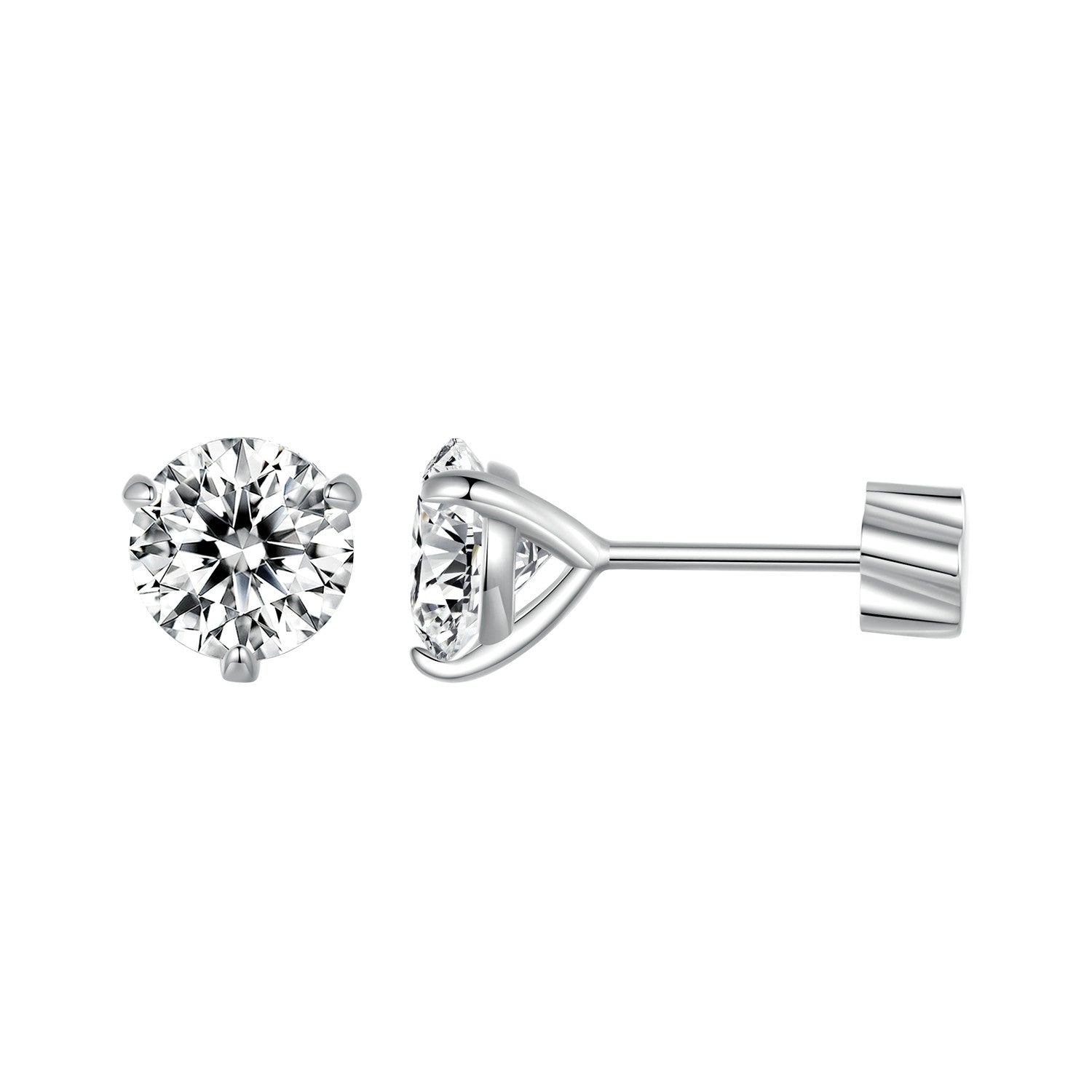 925 Sterling Silver Moissanite Earring 0.7cm White Gold Plated for Women DestGlow