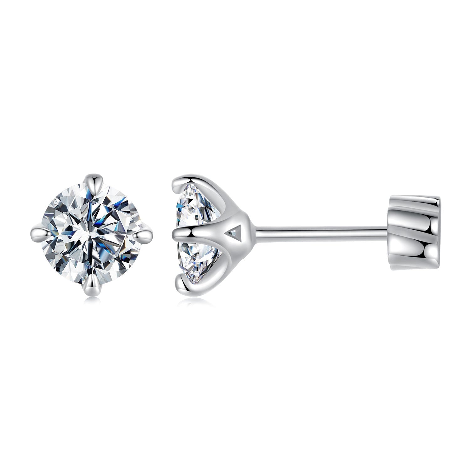 925 Sterling Silver Moissanite Stud Earrings for Women - 0.5ct, 0.6cm Size, White Gold Plated DestGlow