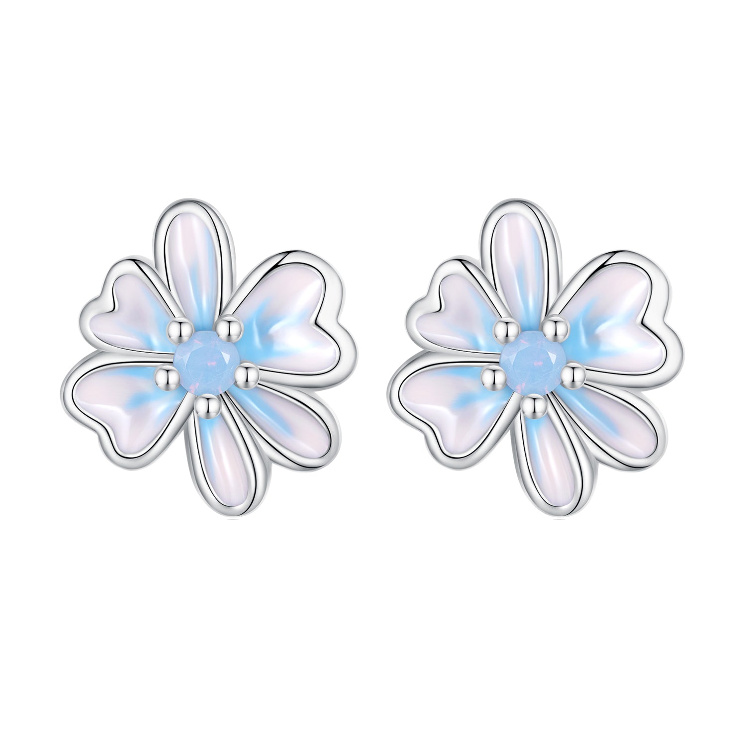 925 Sterling Silver Opal Nanometer Stone Enamel Earrings for Women DestGlow