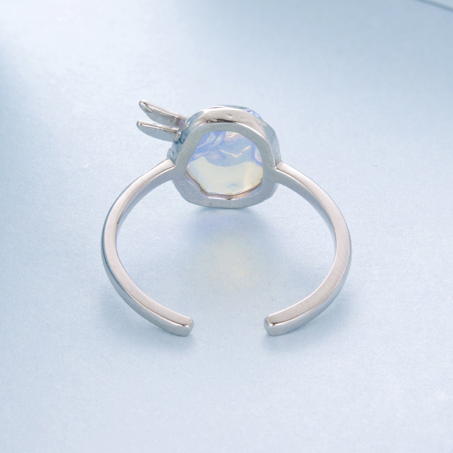 925 Sterling Silver Ring with Nano Opal Stone, 0.15 cm Width for Women DestGlow