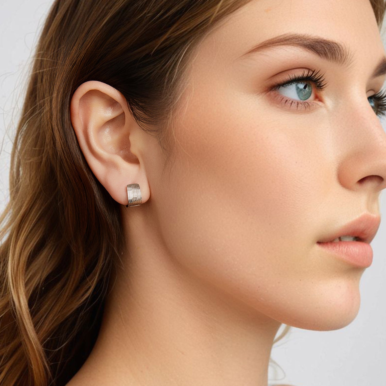 925 Sterling Silver Earrings for Women with White Gold Plating - 1.1cm x 0.7cm DestGlow