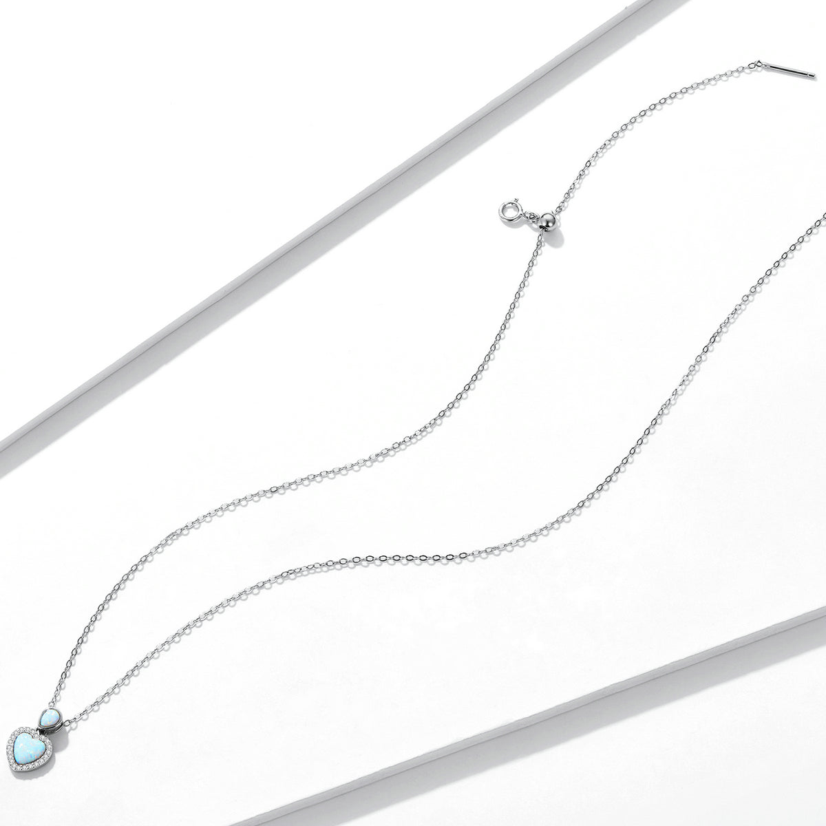 925 Sterling Silver Genuine Translucent Opal Necklace with CZ for Women DestGlow