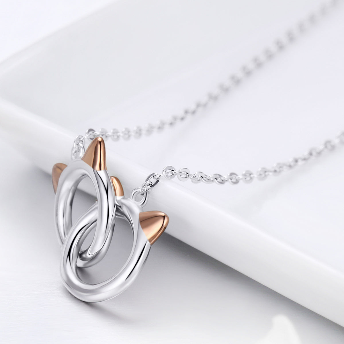 925 Sterling Silver Necklace, Length 38-45cm, Pendant 1.2*1cm, for Women DestGlow