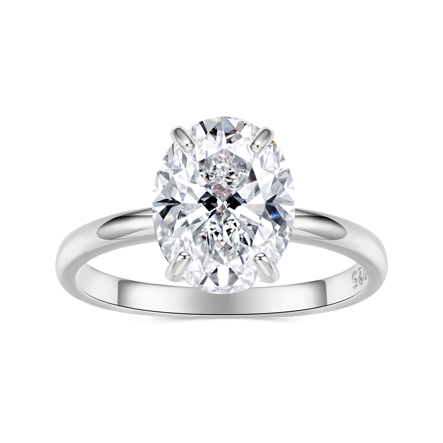 925 Sterling Silver 3.5 Carat Oval Zircon Ring with White Gold Plating for Women DestGlow