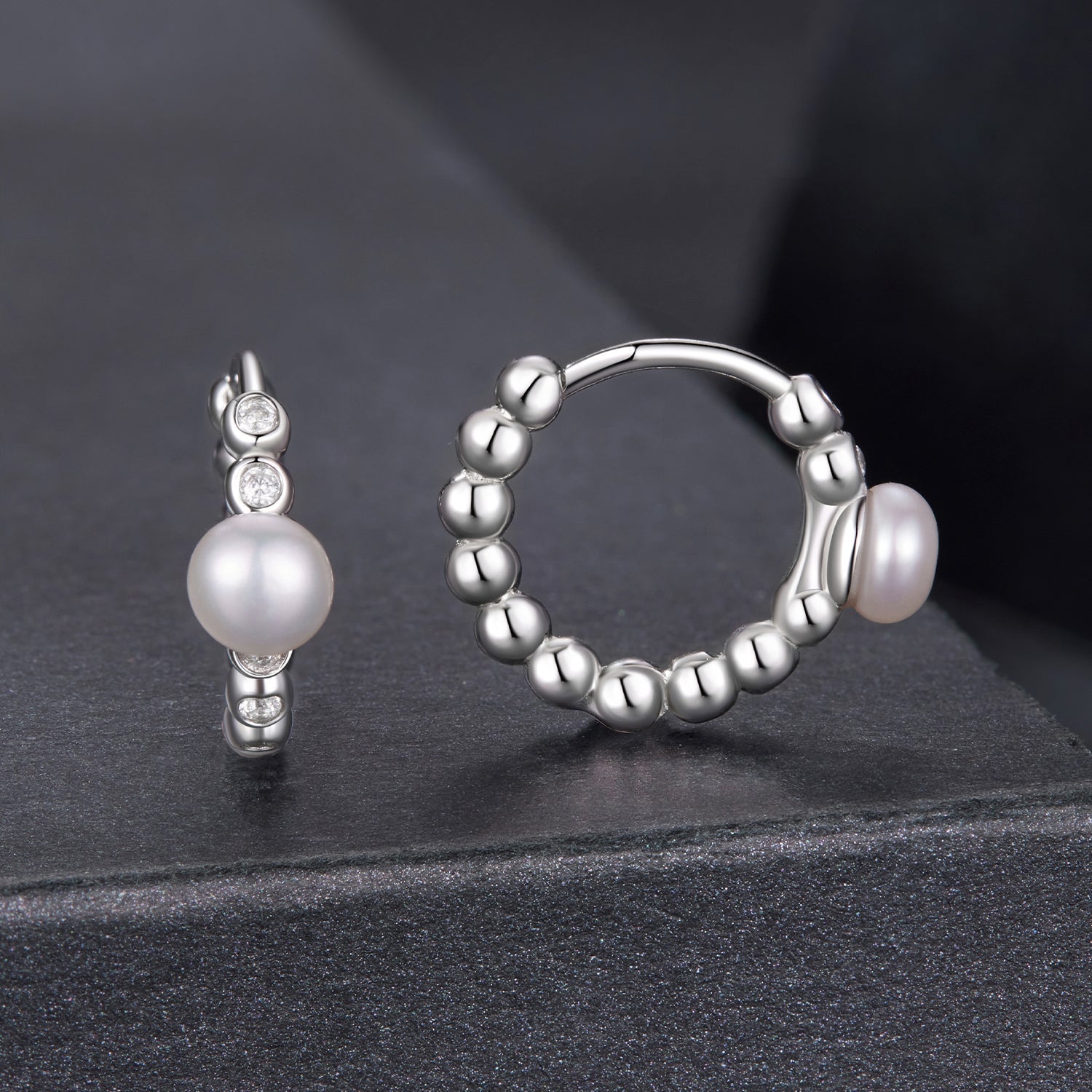 925 Sterling Silver White Gold Plated Moissanite & Pearl Earrings for Women DestGlow