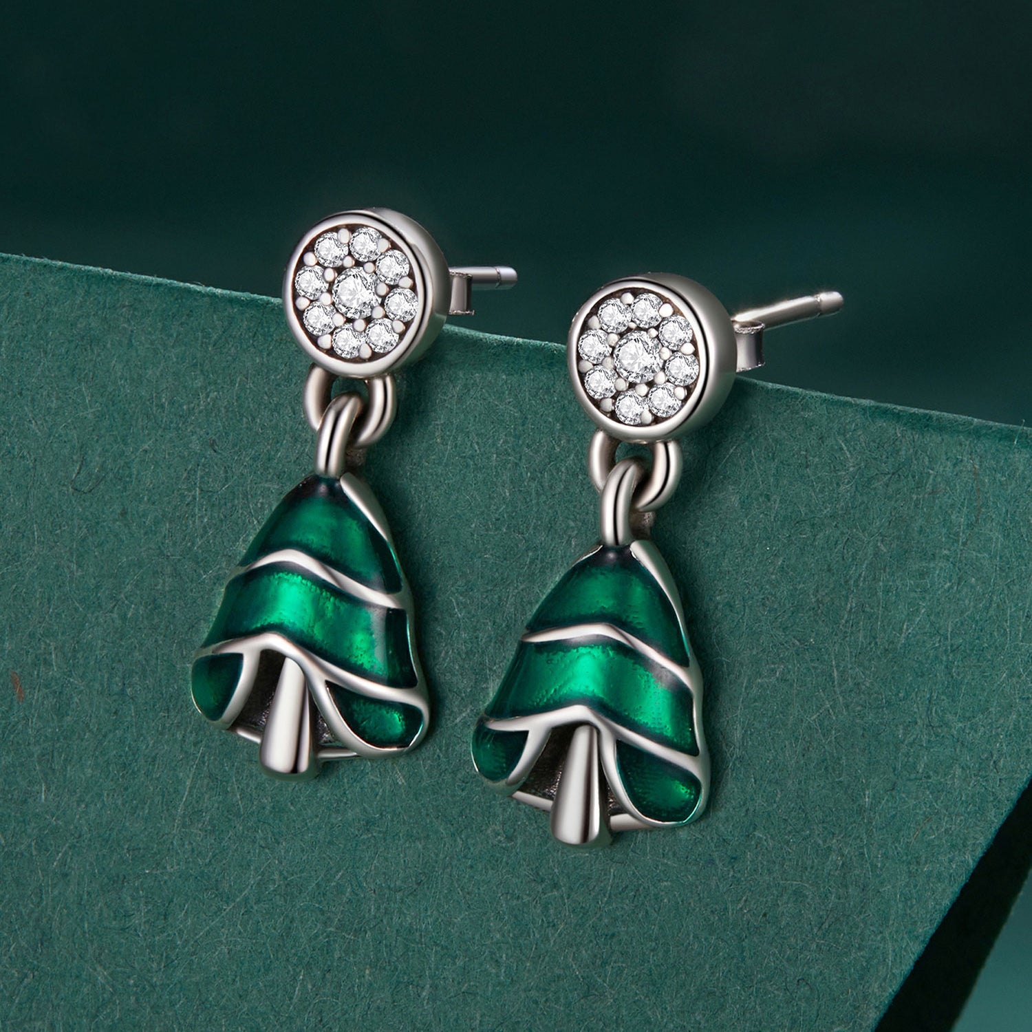 925 Sterling Silver Earrings with Enamel and Pavé Set CZ in Oxidized Silver DestGlow