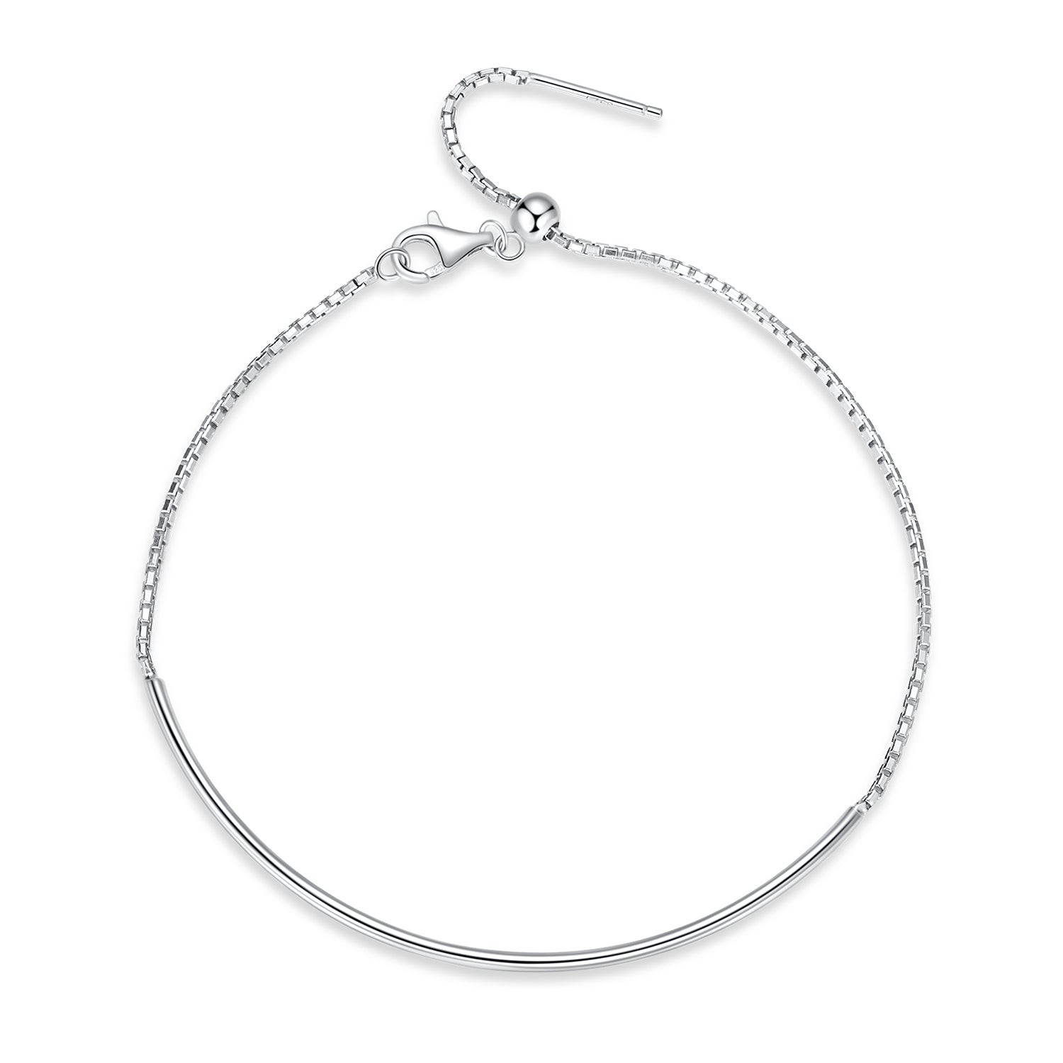 925 Sterling Silver Adjustable Platinum-Plated Bracelet for Women DestGlow