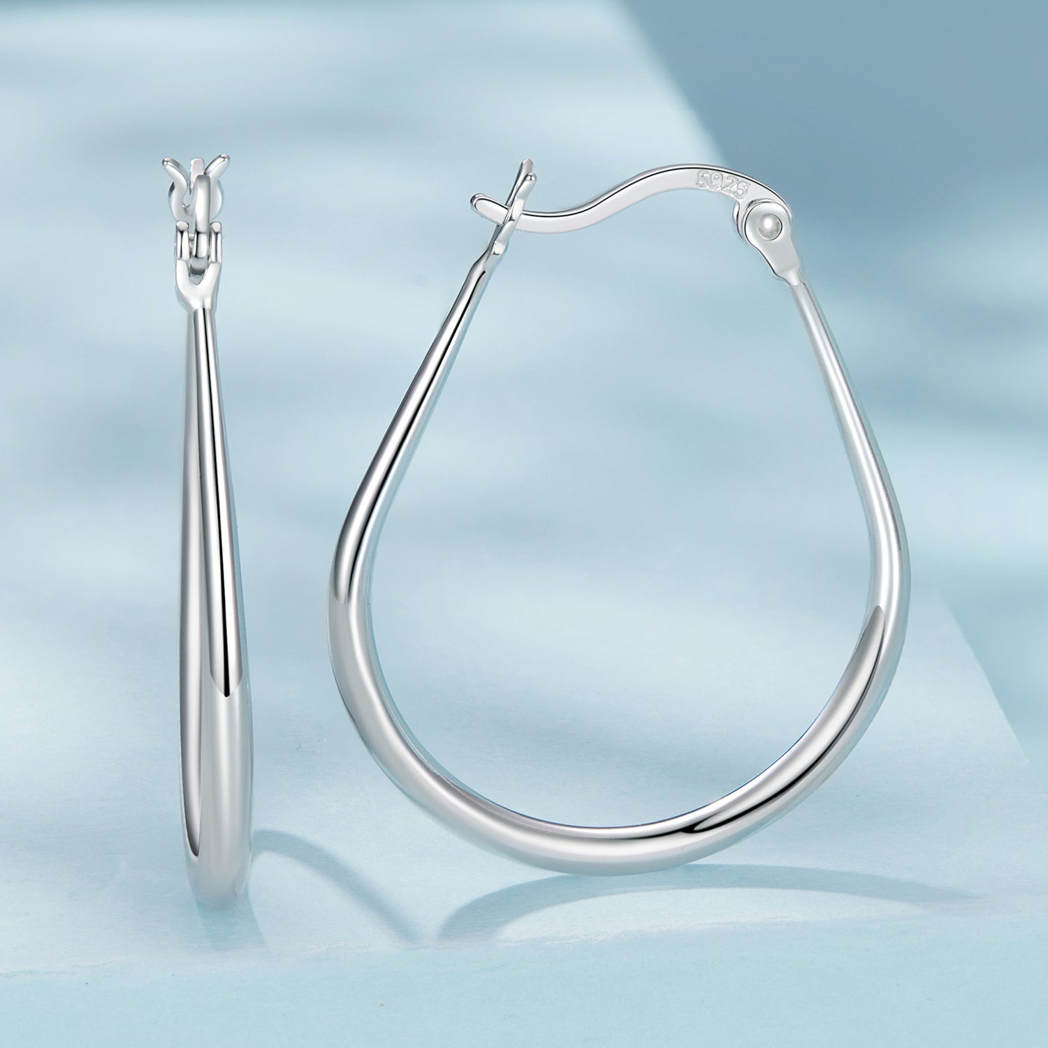 925 Sterling Silver Earrings for Women - 2.9x0.2cm, Plated White Gold, Style L DestGlow