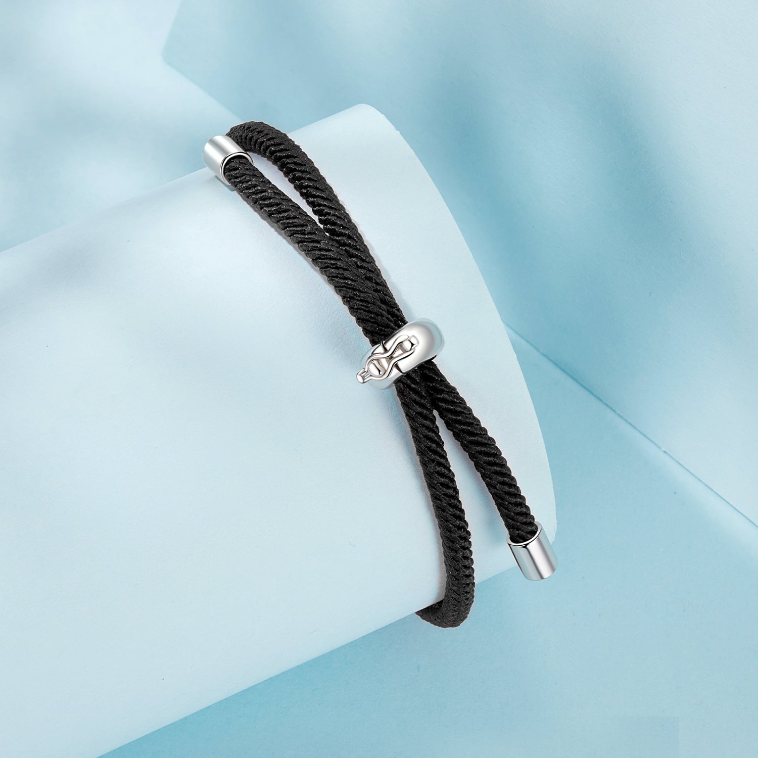 925 Sterling Silver and White Gold Plated Rope Bracelet for Men DestGlow