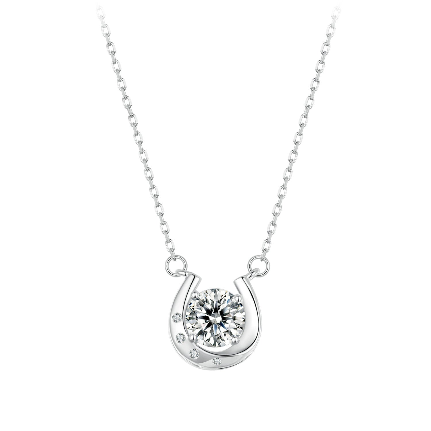 925 Sterling Silver Moissanite Necklace with Pavé Setting, 1 Carat, 400mm Length for Women DestGlow