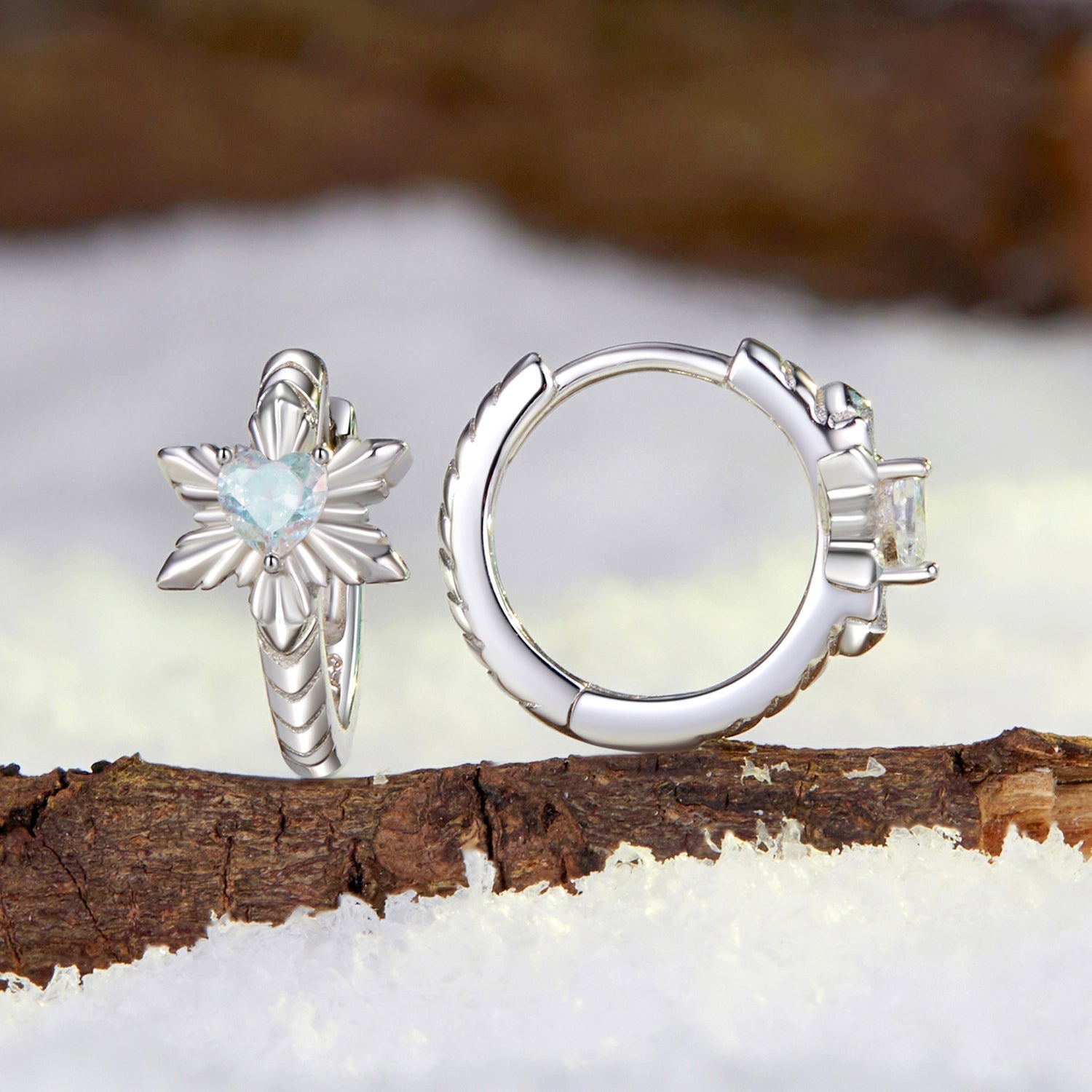 925 Sterling Silver Earrings with Transparent Glass and White Gold Plating DestGlow