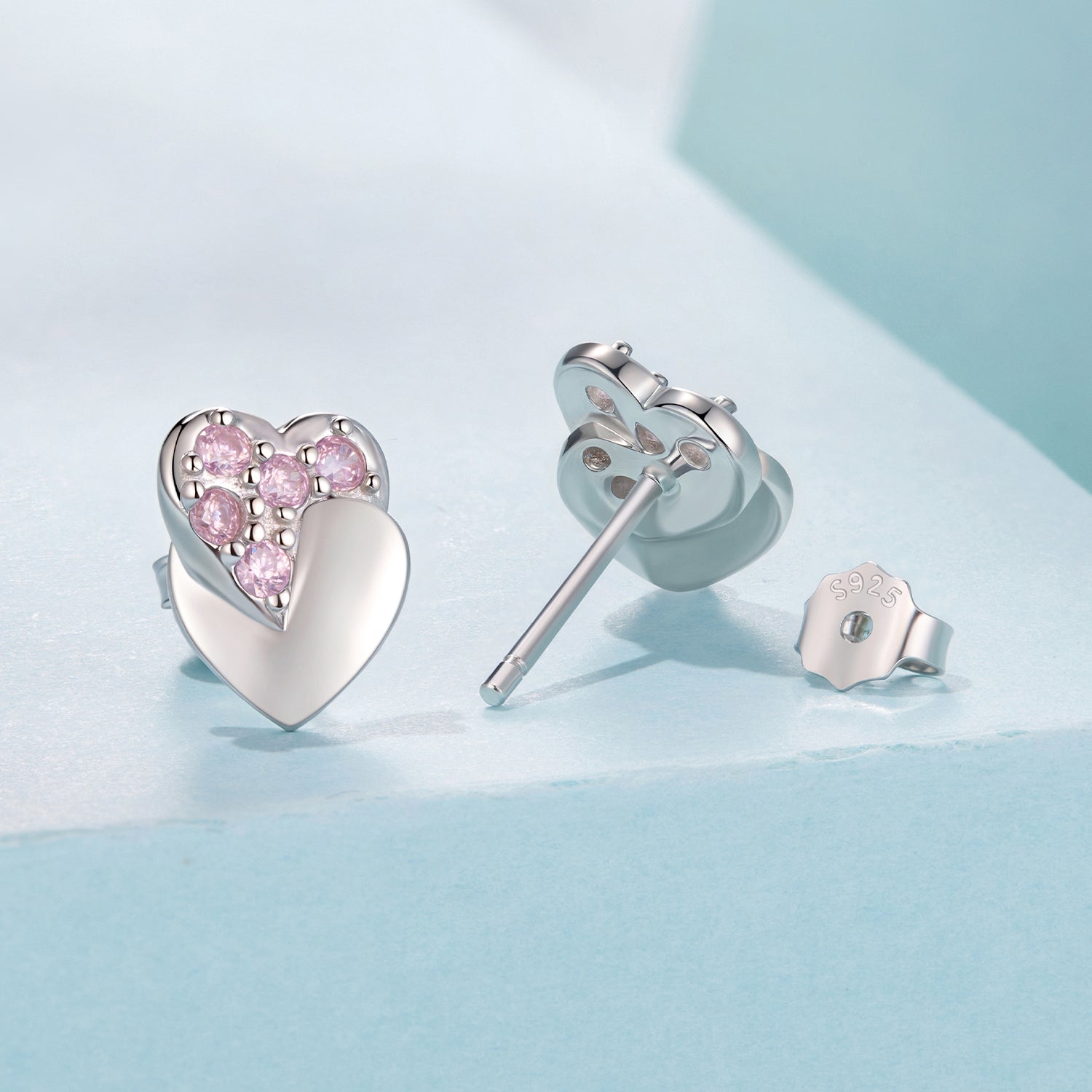 925 Sterling Silver White Gold Plated CZ Earrings 1.0x0.7cm for Women DestGlow