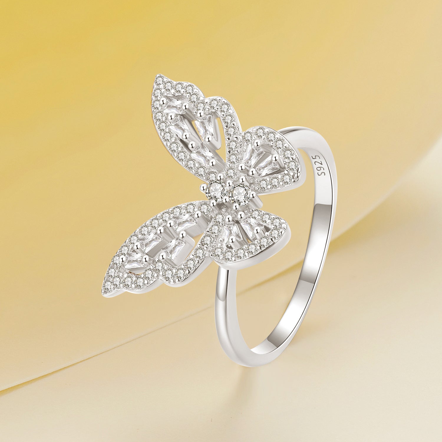 925 Sterling Silver White Gold Plated 1.9mm CZ Pavé Setting Ring Size 7 for Women DestGlow