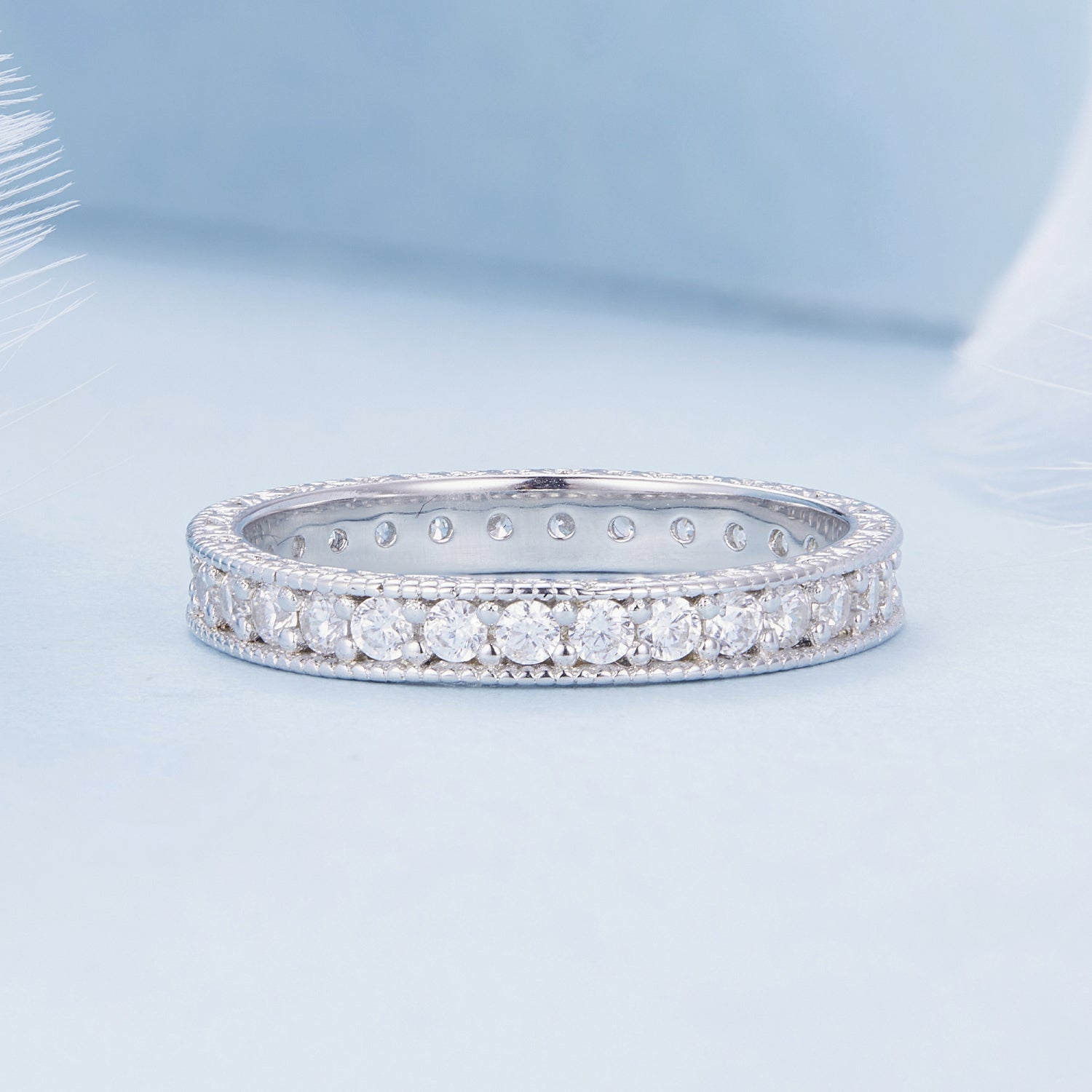 925 Sterling Silver S925 Pavé Setting CZ Ring for Women, Size 6.0, Width 2.6mm DestGlow