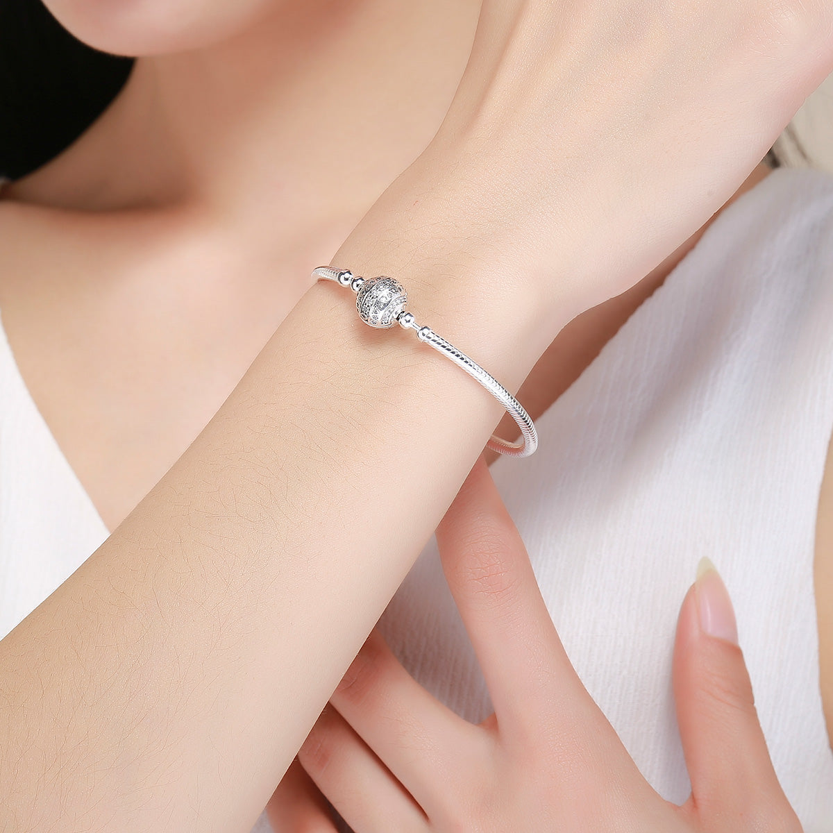 925 Sterling Silver SCB Bracelet Style Nan Size 17.0 for Women DestGlow