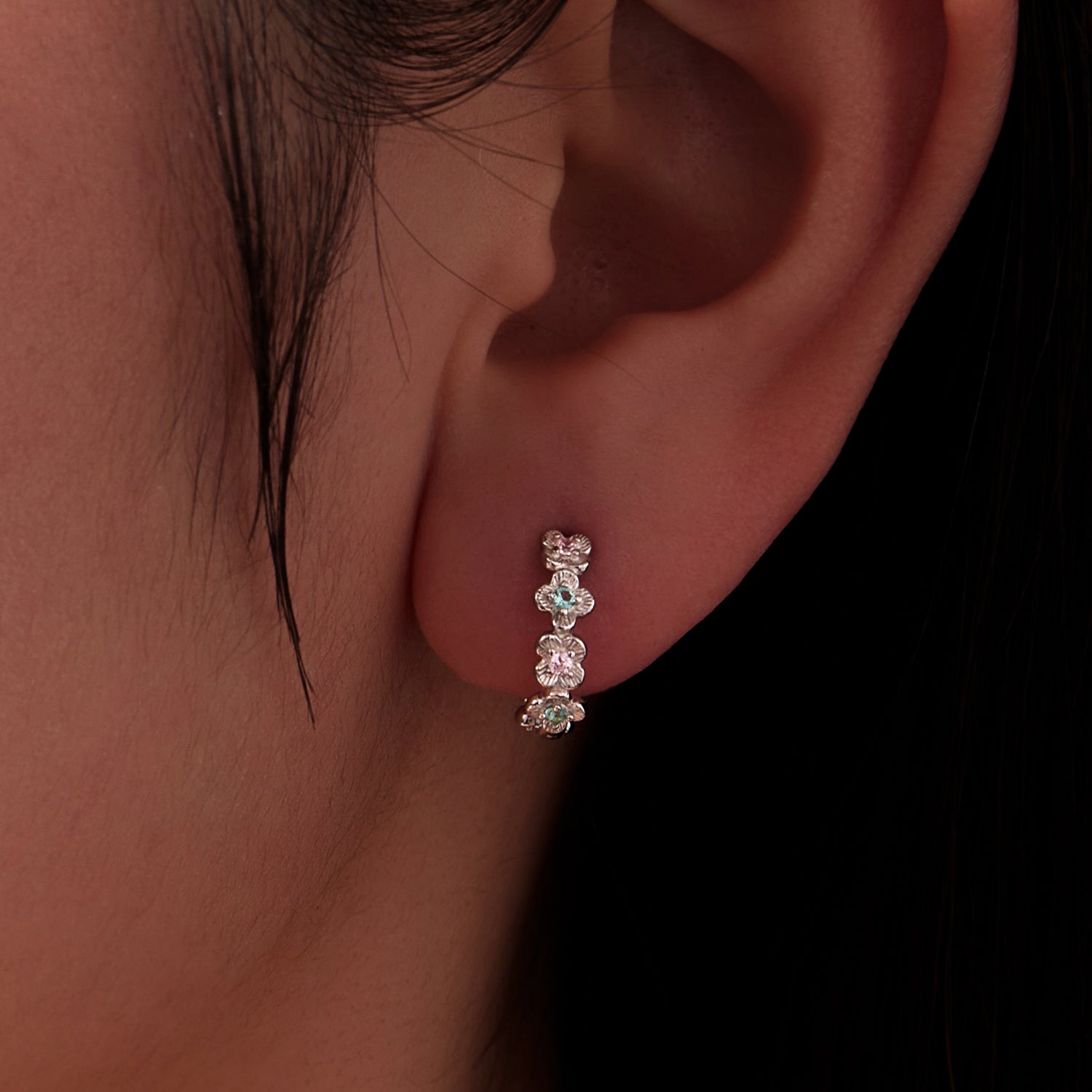 925 Sterling Silver Earrings with CZ and White Gold Plating DestGlow