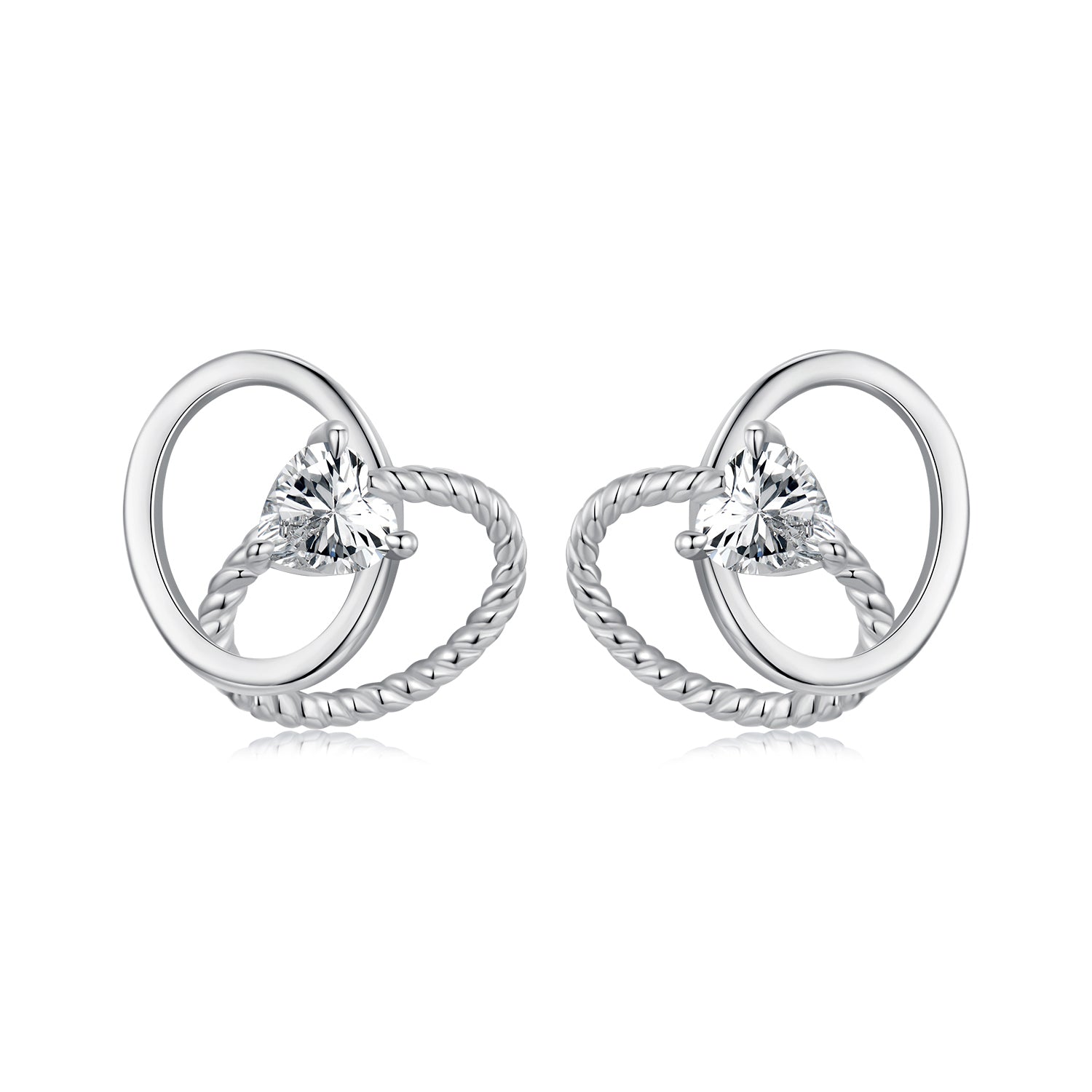 925 Sterling Silver White Gold Plated Pavé Setting CZ Earrings DestGlow