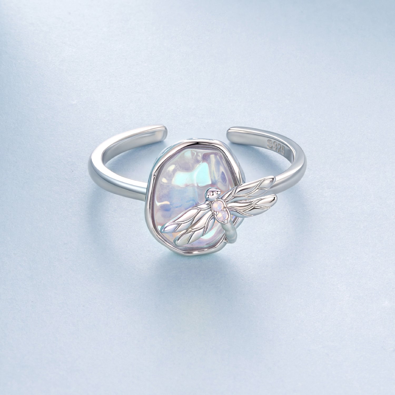 925 Sterling Silver Ring with Nano Opal Stone, 0.15 cm Width for Women DestGlow