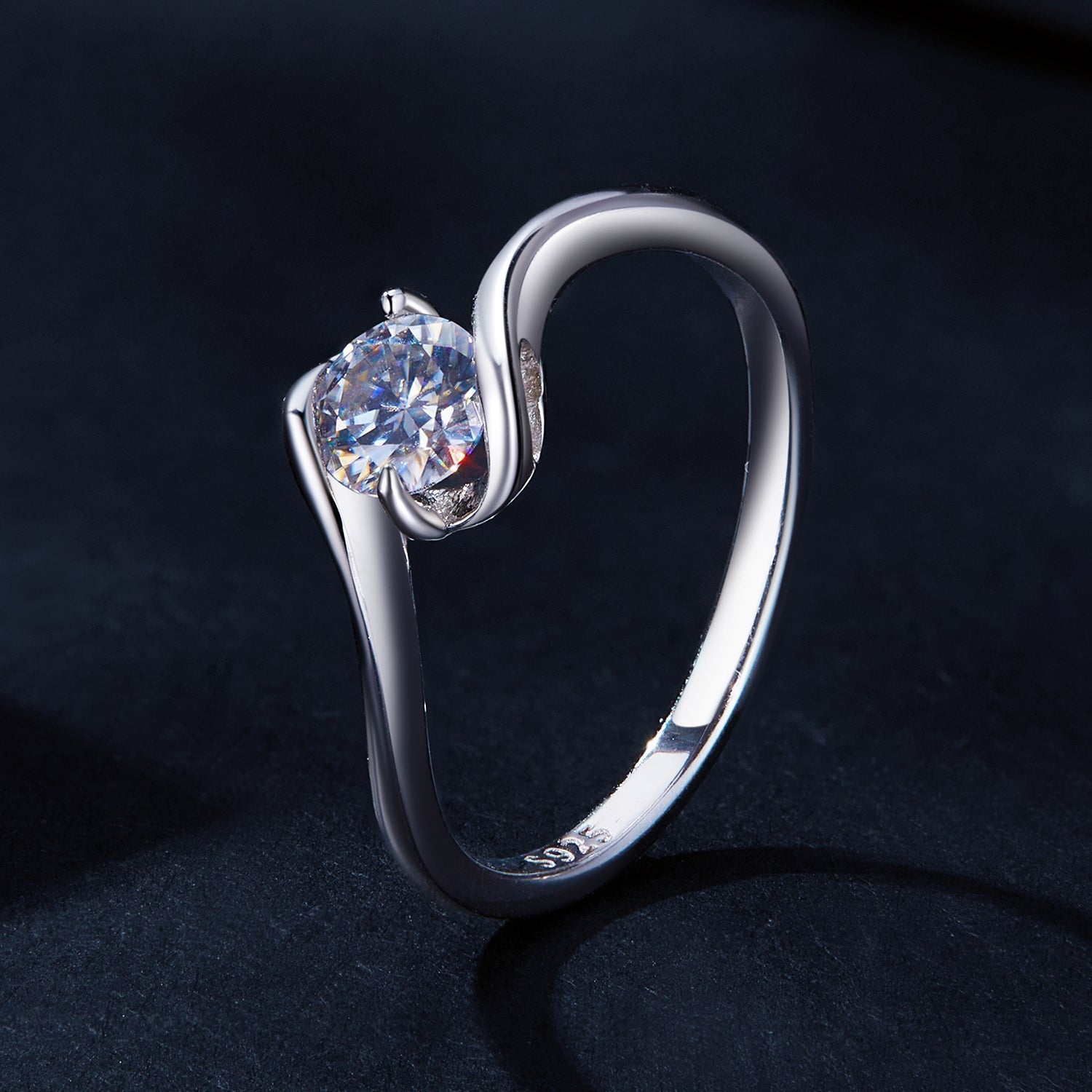 925 Sterling Silver 5mm Moissanite Ring for Women DestGlow