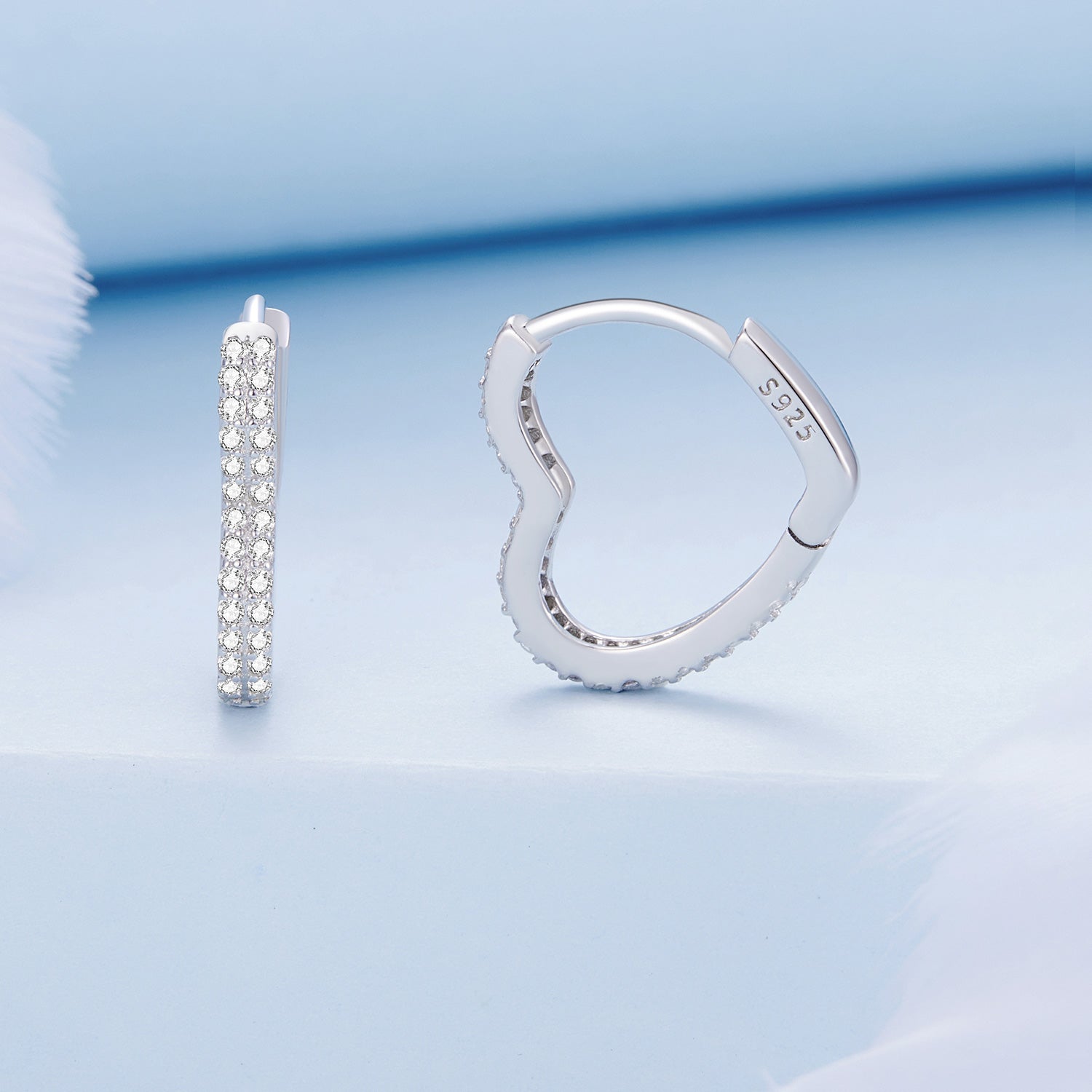 925 Sterling Silver Earrings with Cubic Zirconia in Platinum Finish DestGlow