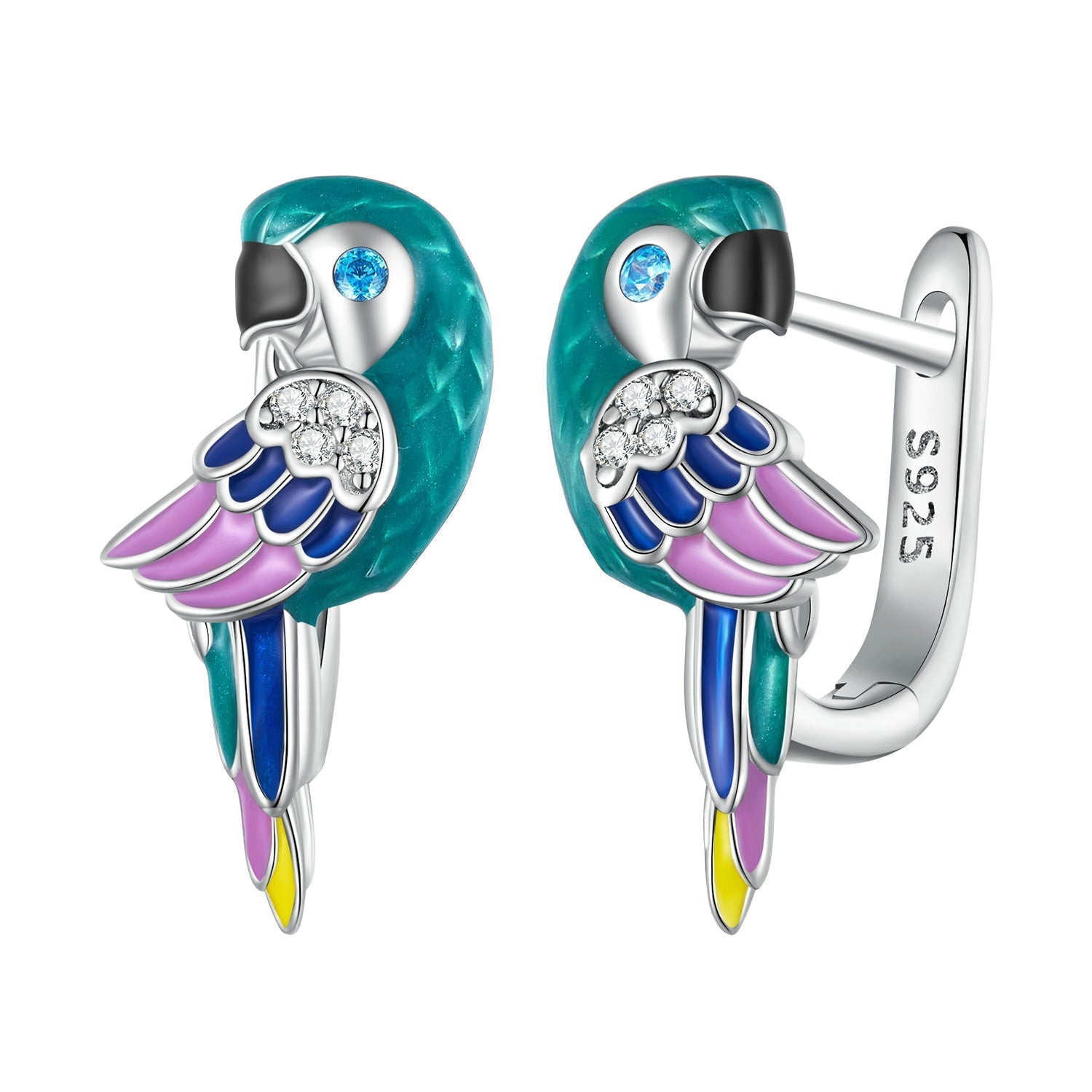 925 Sterling Silver Enamel Crafted Earrings for Women - 16x9mm DestGlow