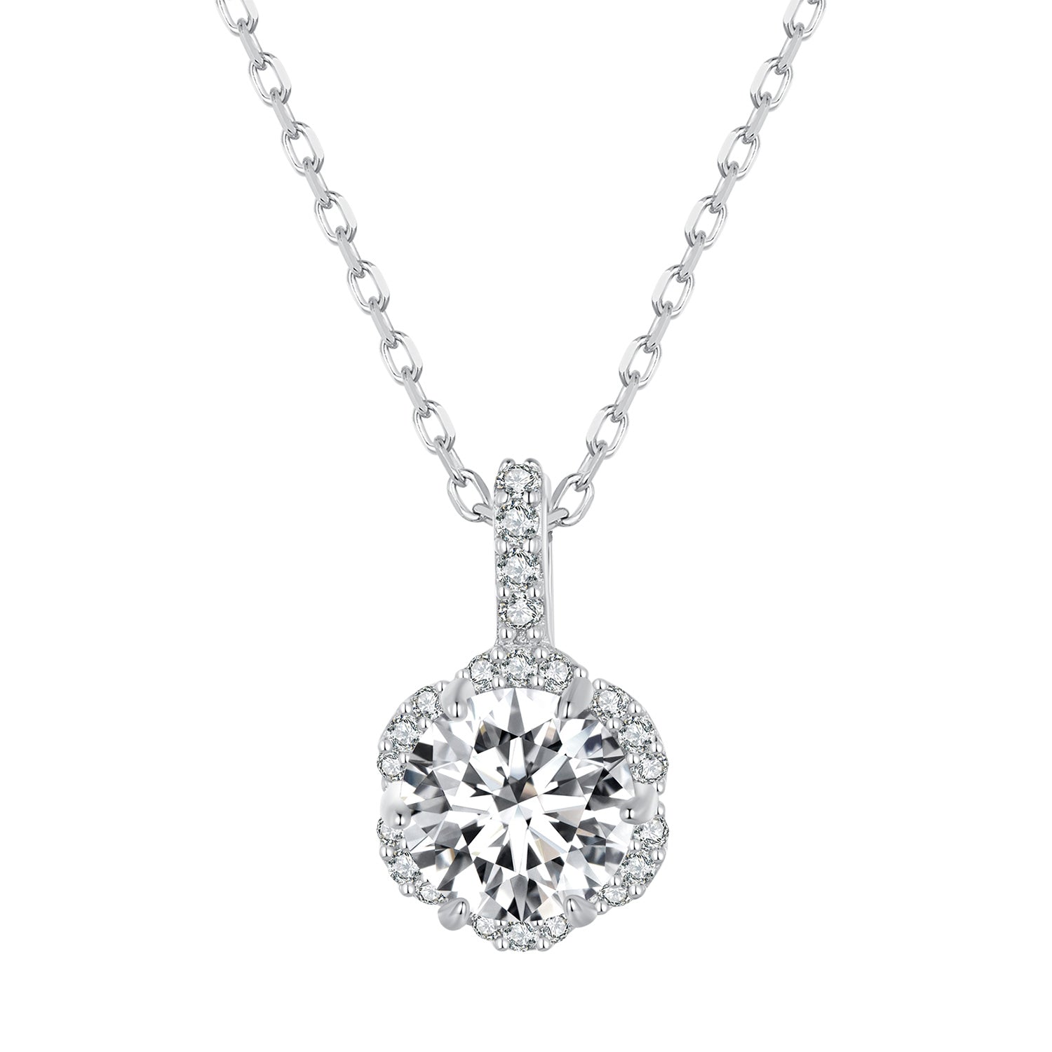 925 Sterling Silver Moissanite Pendant Necklace for Women - 45cm DestGlow
