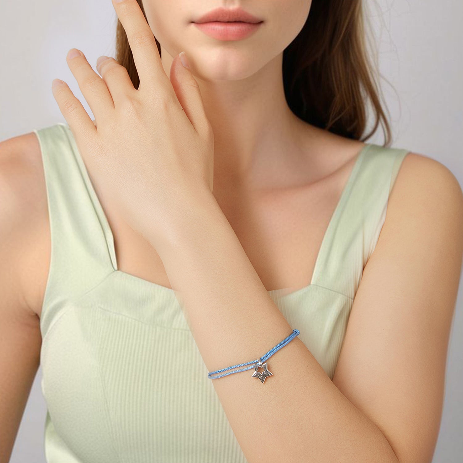 925 Sterling Silver Adjustable Cotton Rope Bracelet for Women DestGlow