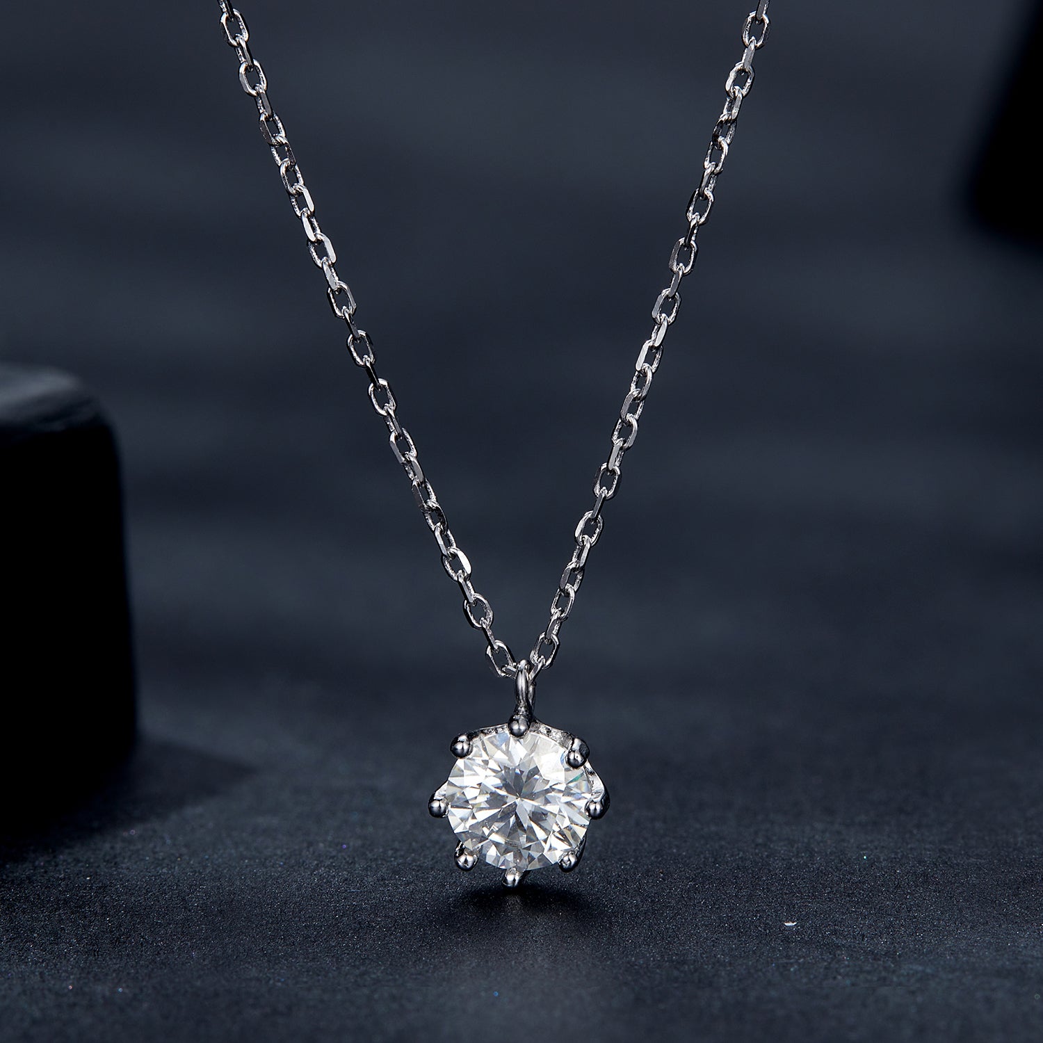 925 Sterling Silver Plated Platinum Moissanite Necklace 39+5cm for Women DestGlow