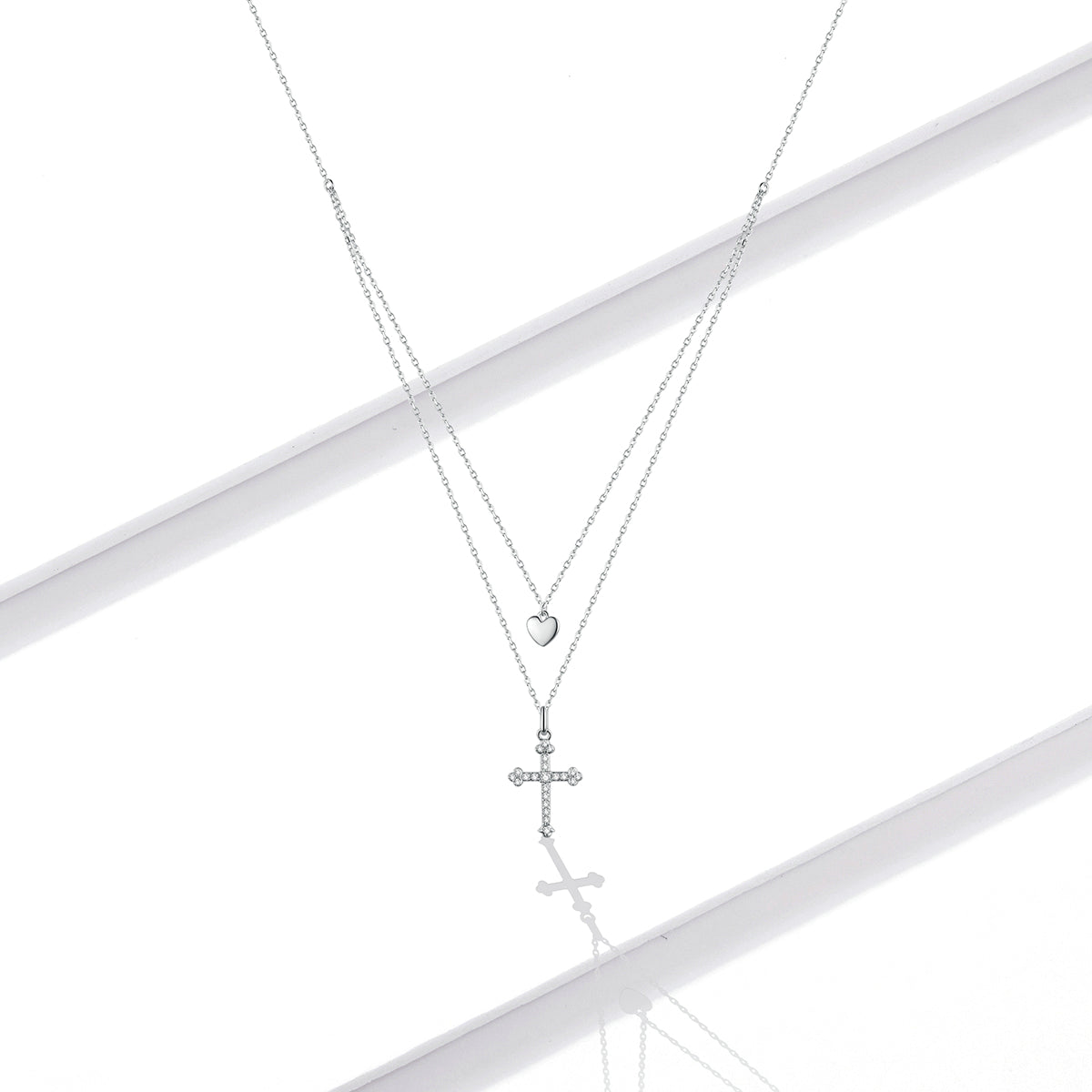 925 Sterling Silver Adjustable Platinum Plated Necklace with CZ - 1.4cm for Women DestGlow