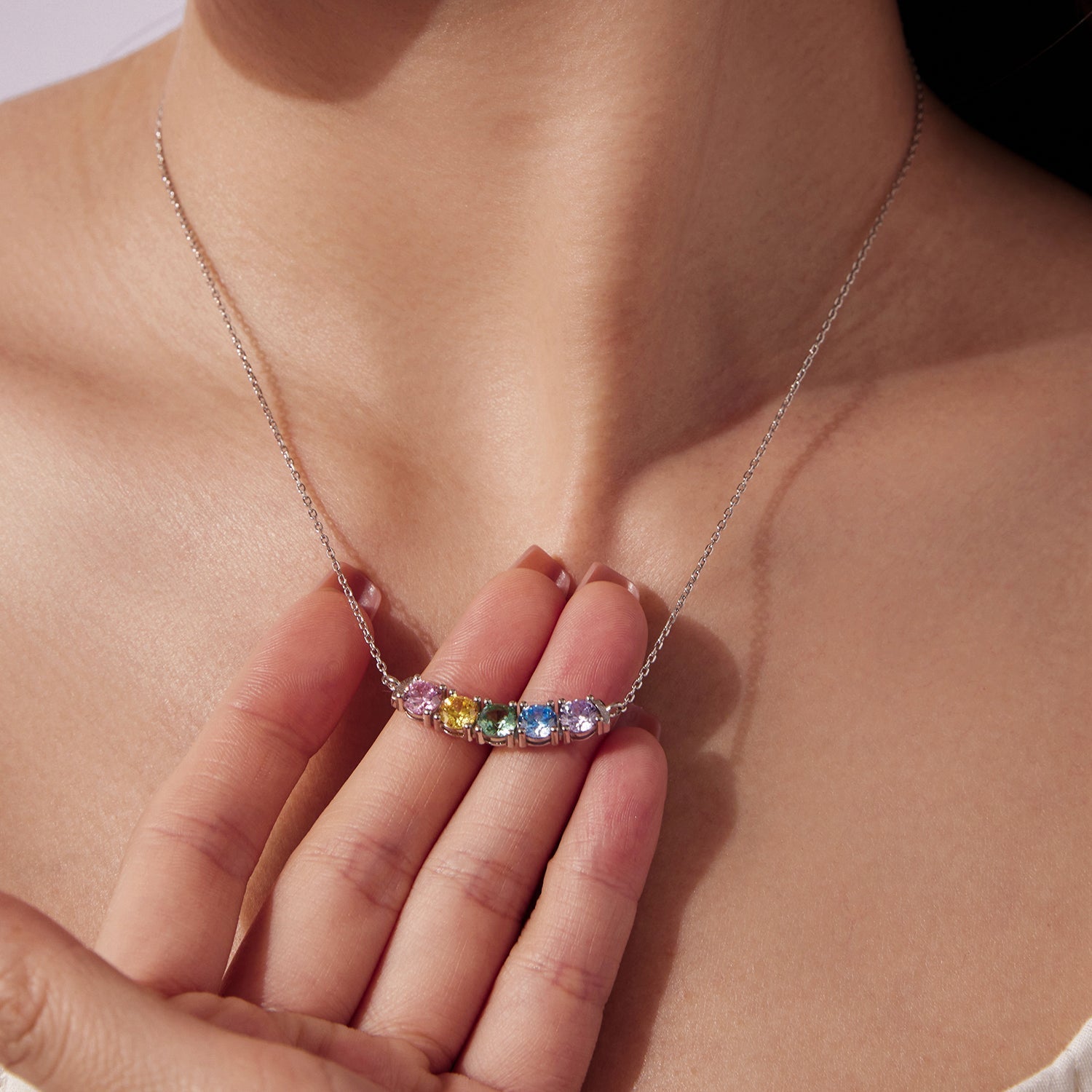 925 Sterling Silver White Gold Plated 40+5cm Necklace with Pavé Setting CZ for Women DestGlow