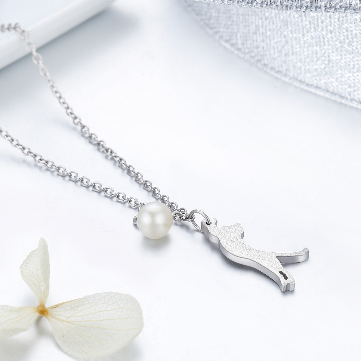 925 Sterling Silver 0.6 Carat Pearl Necklace for Women DestGlow