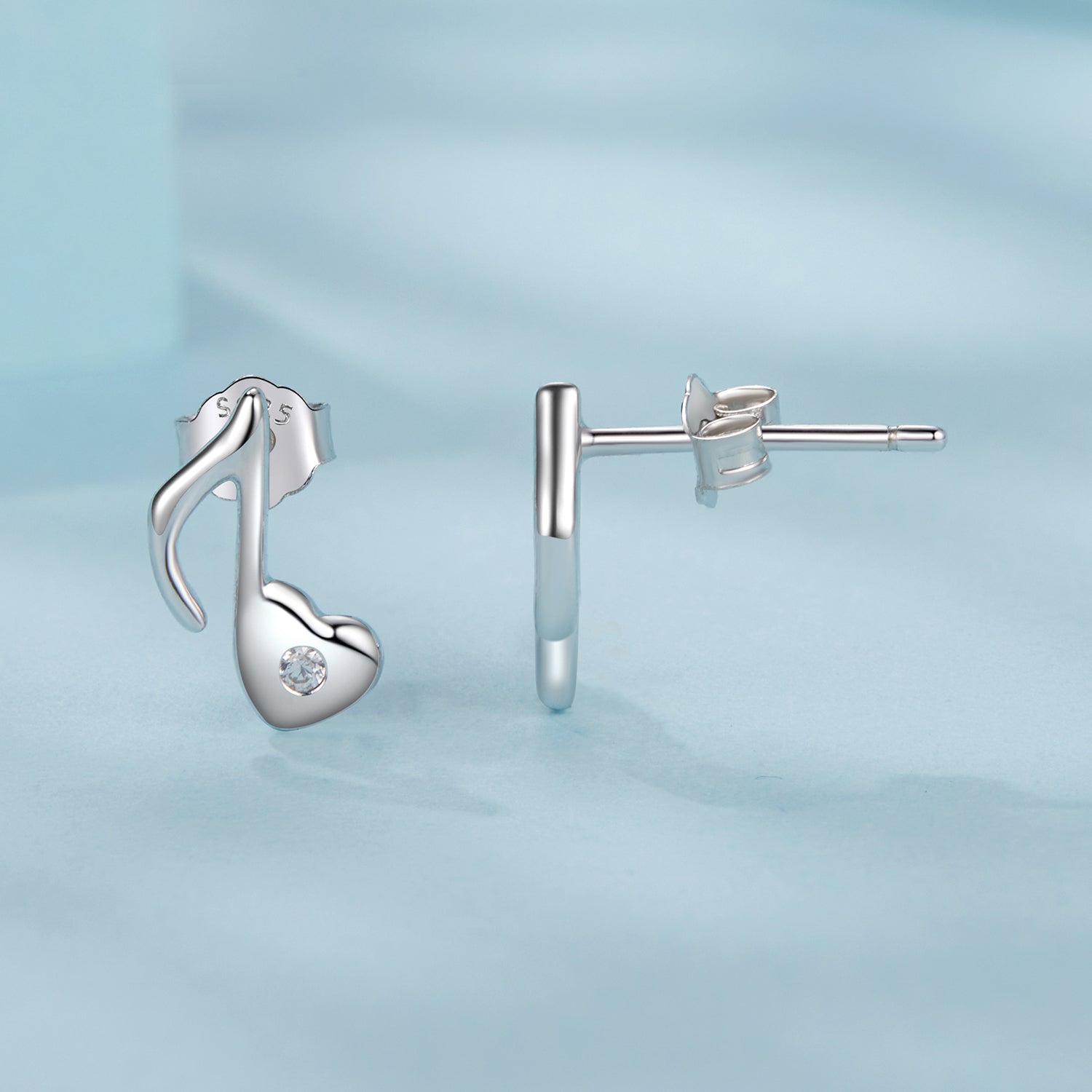 925 Sterling Silver Earrings with Pavé Setting CZ in White Gold Finish, 1x0.7cm for Women DestGlow