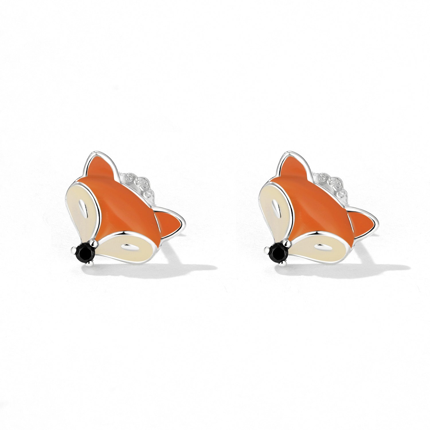 925 Sterling Silver Earrings with Pavé Setting and Enamel Process, Oxidized, 0.7*0.9cm for Women DestGlow