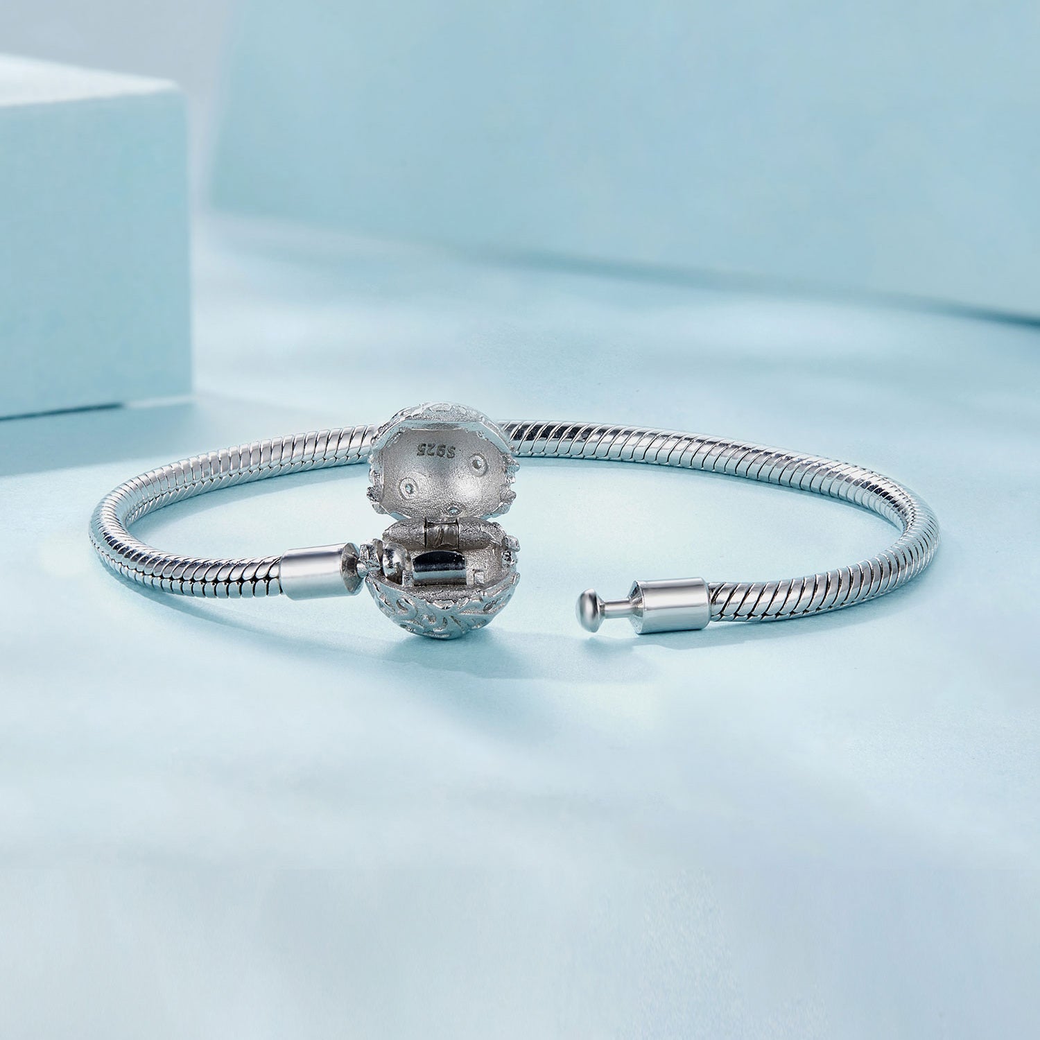 925 Sterling Silver White Gold Plated 17cm CZ Pavé Bracelet for Women DestGlow