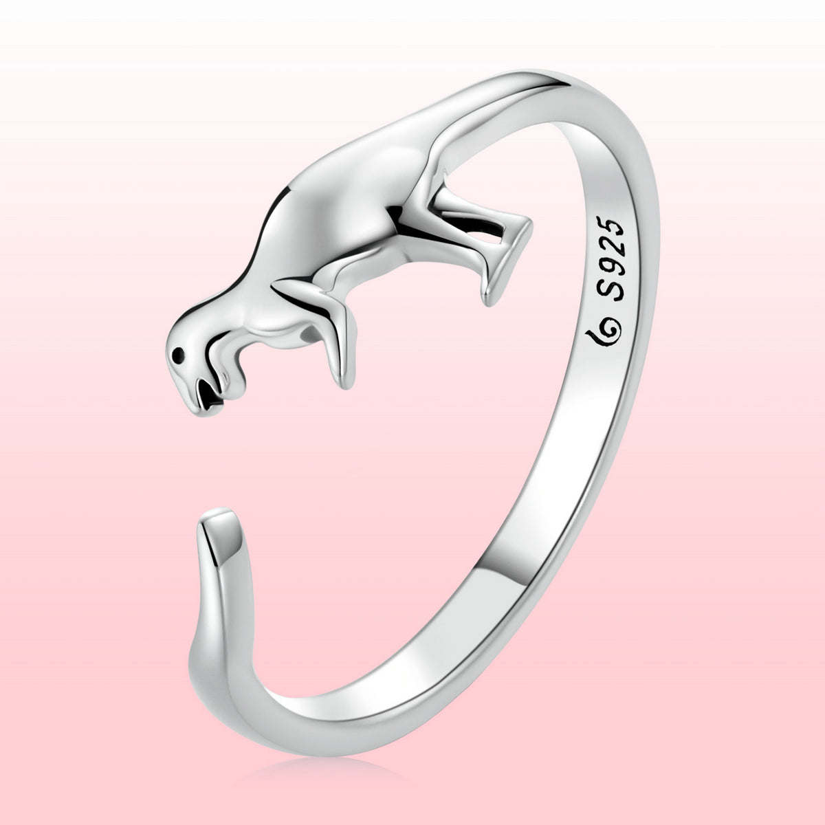 S925 Oxidized Silver Dinosaur Ring for Women DestGlow