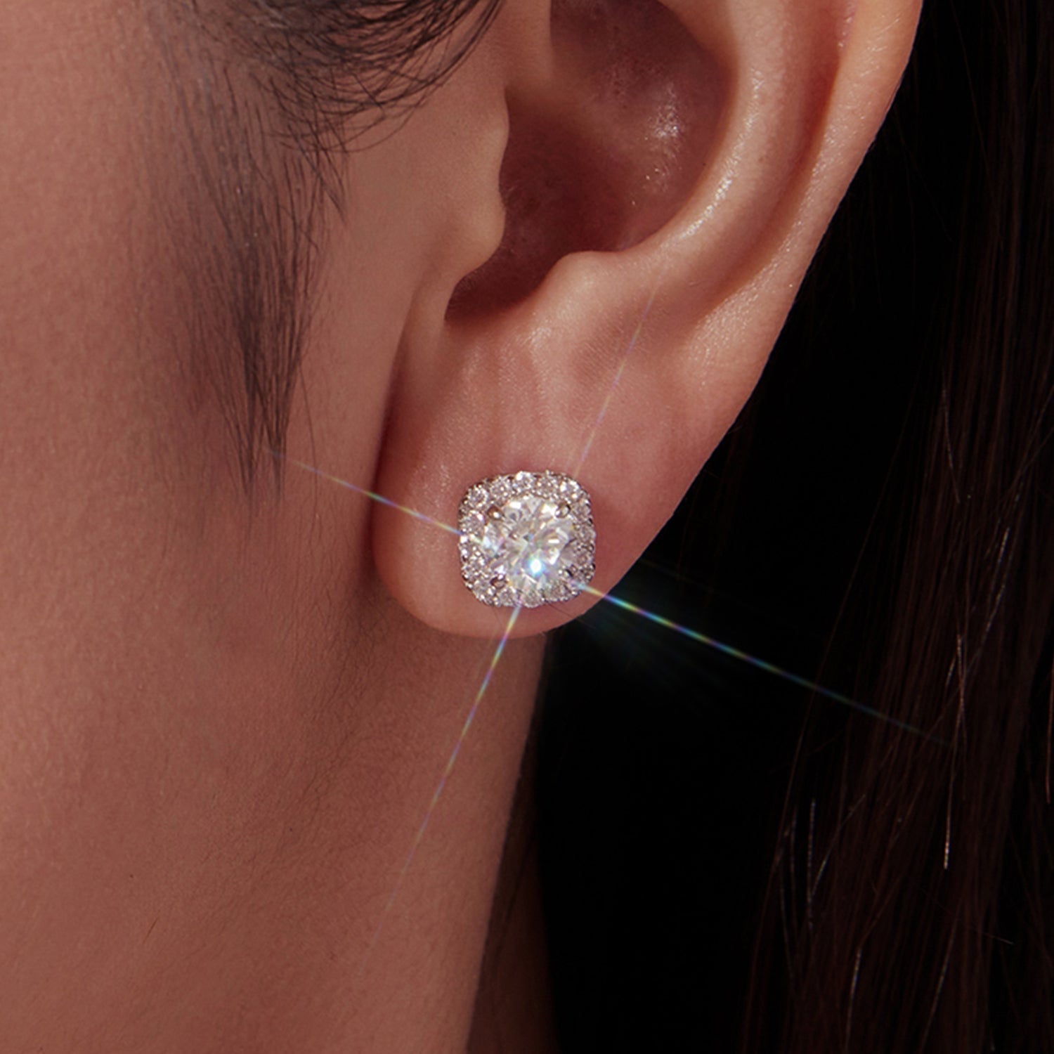 925 Sterling Silver Moissanite 1.0cm Earrings with Pavé Setting for Women DestGlow