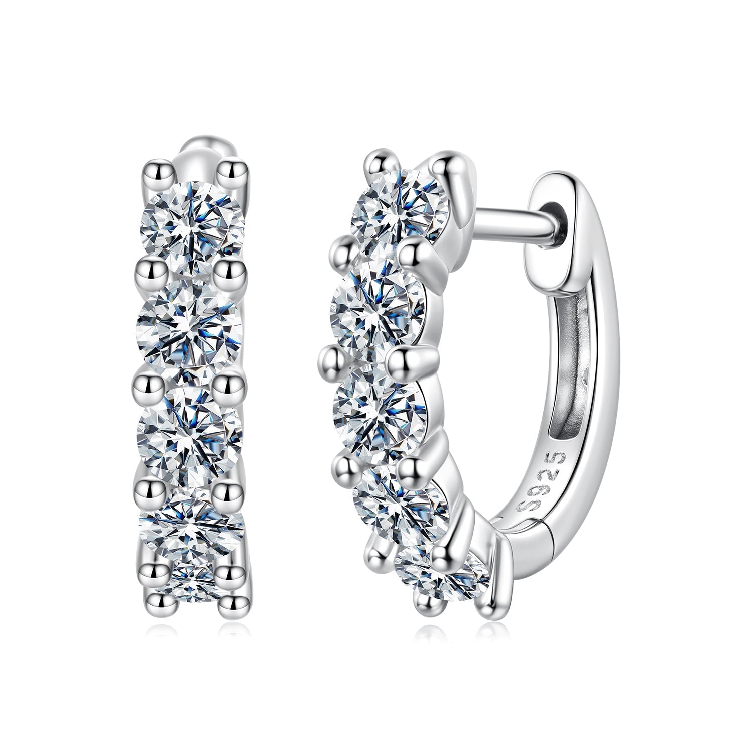 925 Sterling Silver Moissanite Earrings 1.3cm for Women