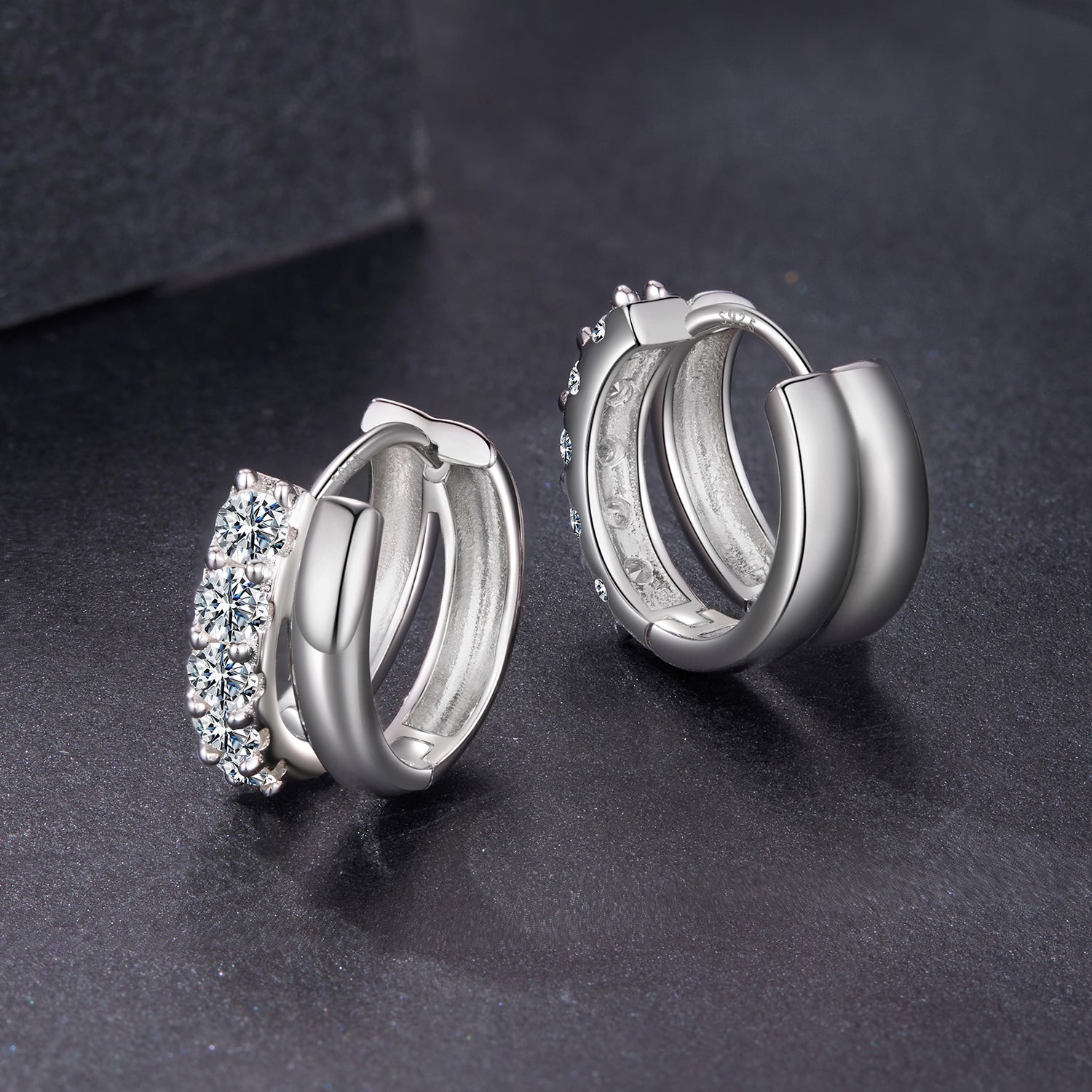 925 Sterling Silver Moissanite 0.06 Carat White Gold Plated Earrings for Women DestGlow
