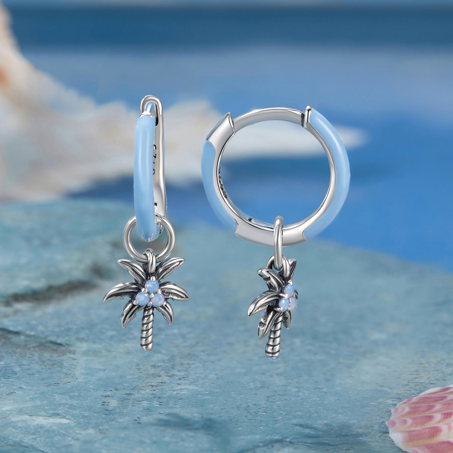 925 Sterling Silver Earrings with Nano Opal Stone and Enamel, Oxidized Finish DestGlow
