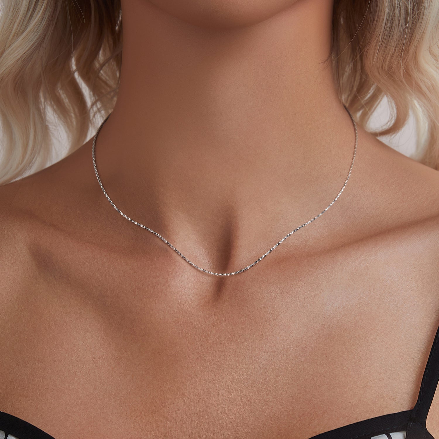 925 Sterling Silver White Gold Plated 40+5cm Necklace for Women DestGlow
