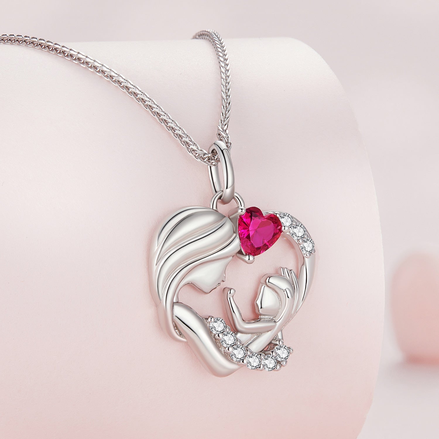 925 Sterling Silver Necklace with Pavé Setting CZ, 25x19mm Pendant, 400mm-450mm Length for Women DestGlow