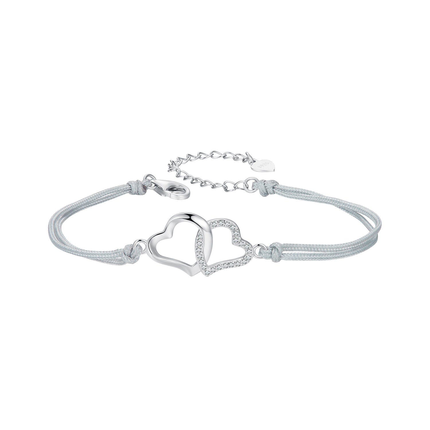 925 Sterling Silver Bracelet with Pavé Setting CZ, 170+50mm Length, White Gold Plated for Women DestGlow