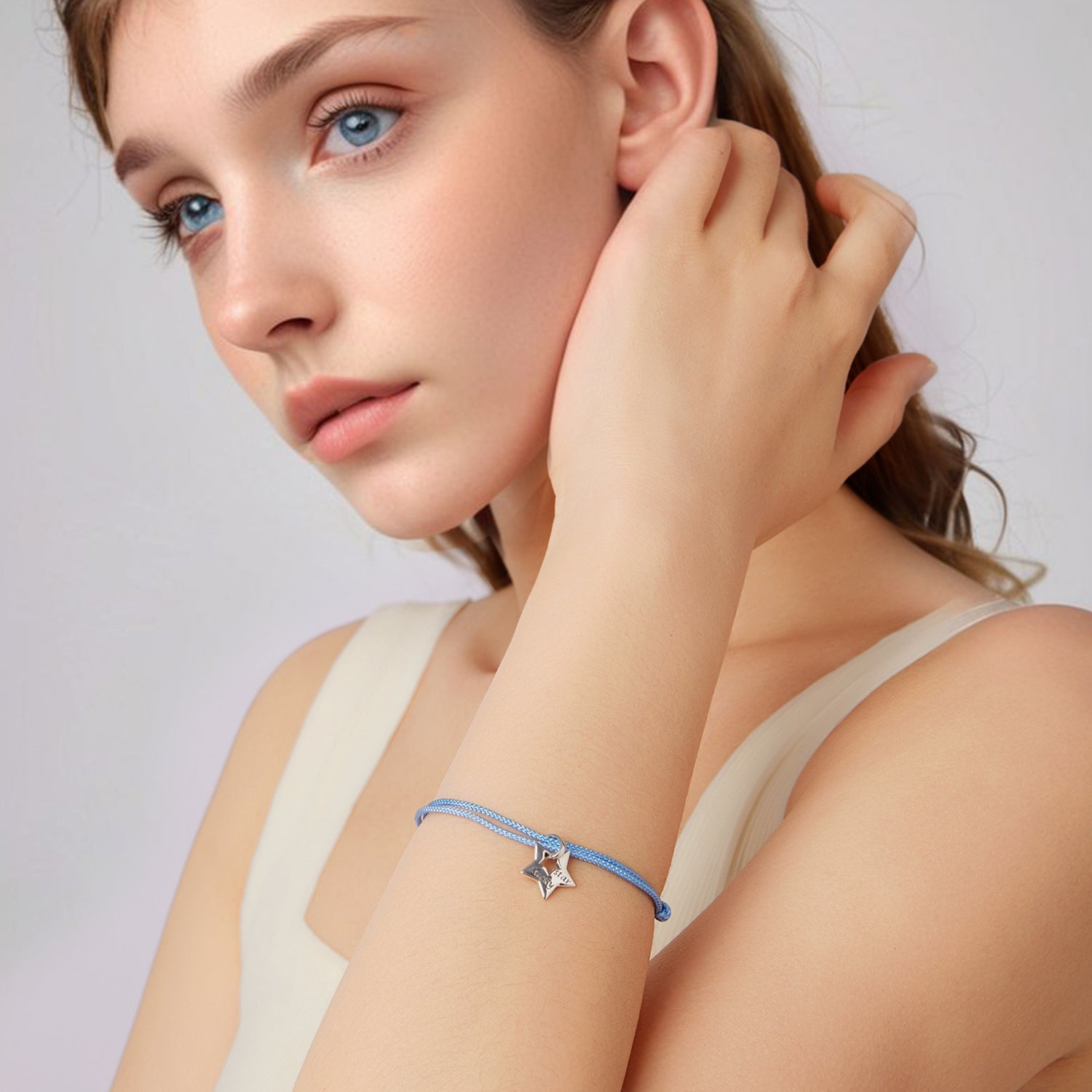 925 Sterling Silver Adjustable Cotton Rope Bracelet for Women DestGlow