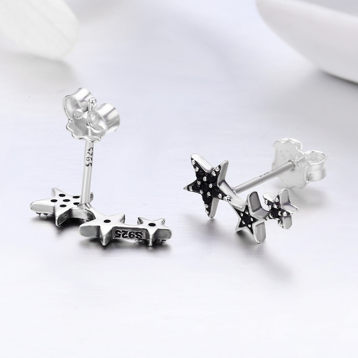 S925 Oxidized Silver Pavé CZ Earrings for Women DestGlow