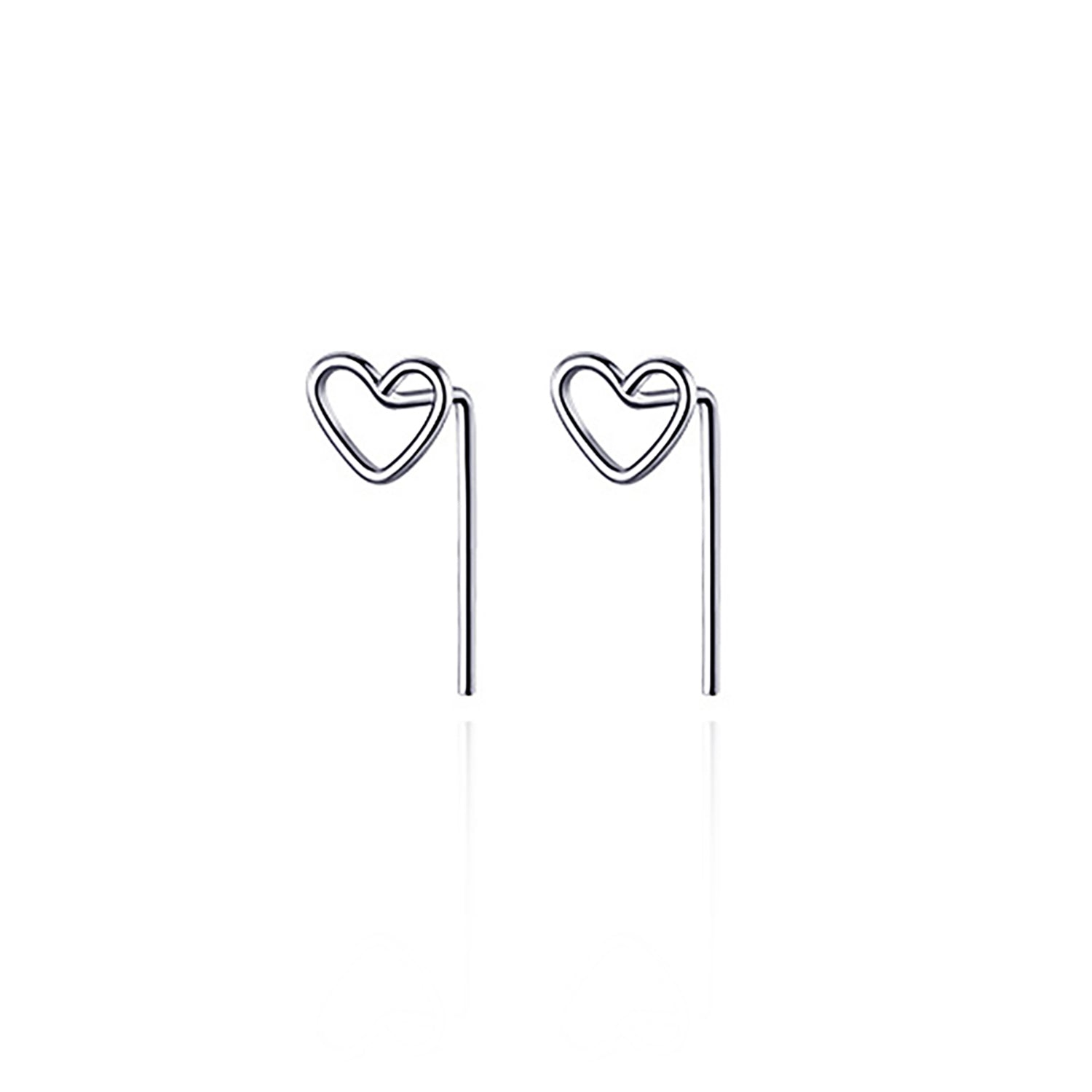 925 Sterling Silver Plated Platinum Earrings Love Size 0.4cm x 0.6cm for Women DestGlow