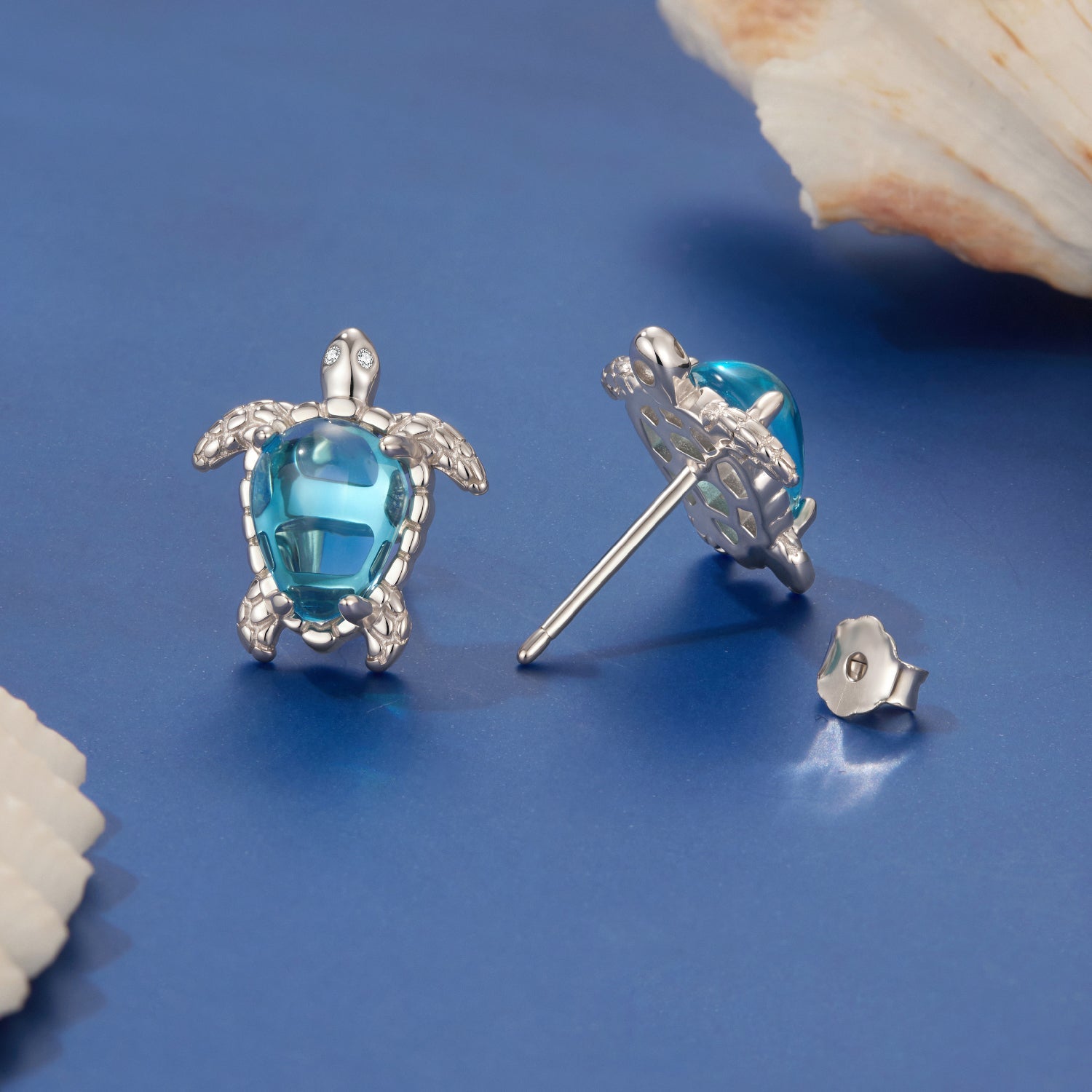 925 Sterling Silver & Brass Transparent Glass CZ Earrings 1.3*1.2cm for Women DestGlow