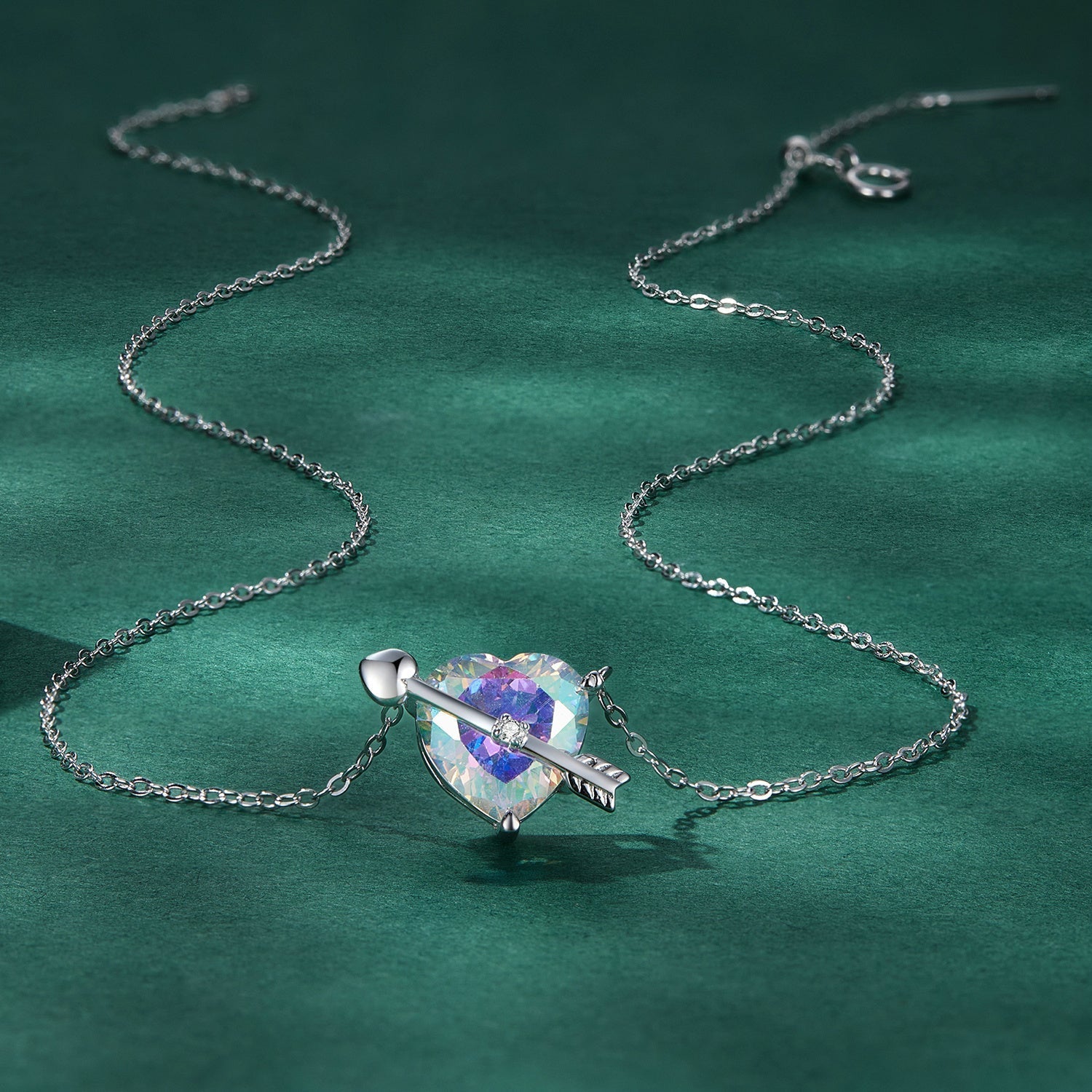 S925 Sterling Silver Adjustable Necklace with CZ Pendant for Women DestGlow