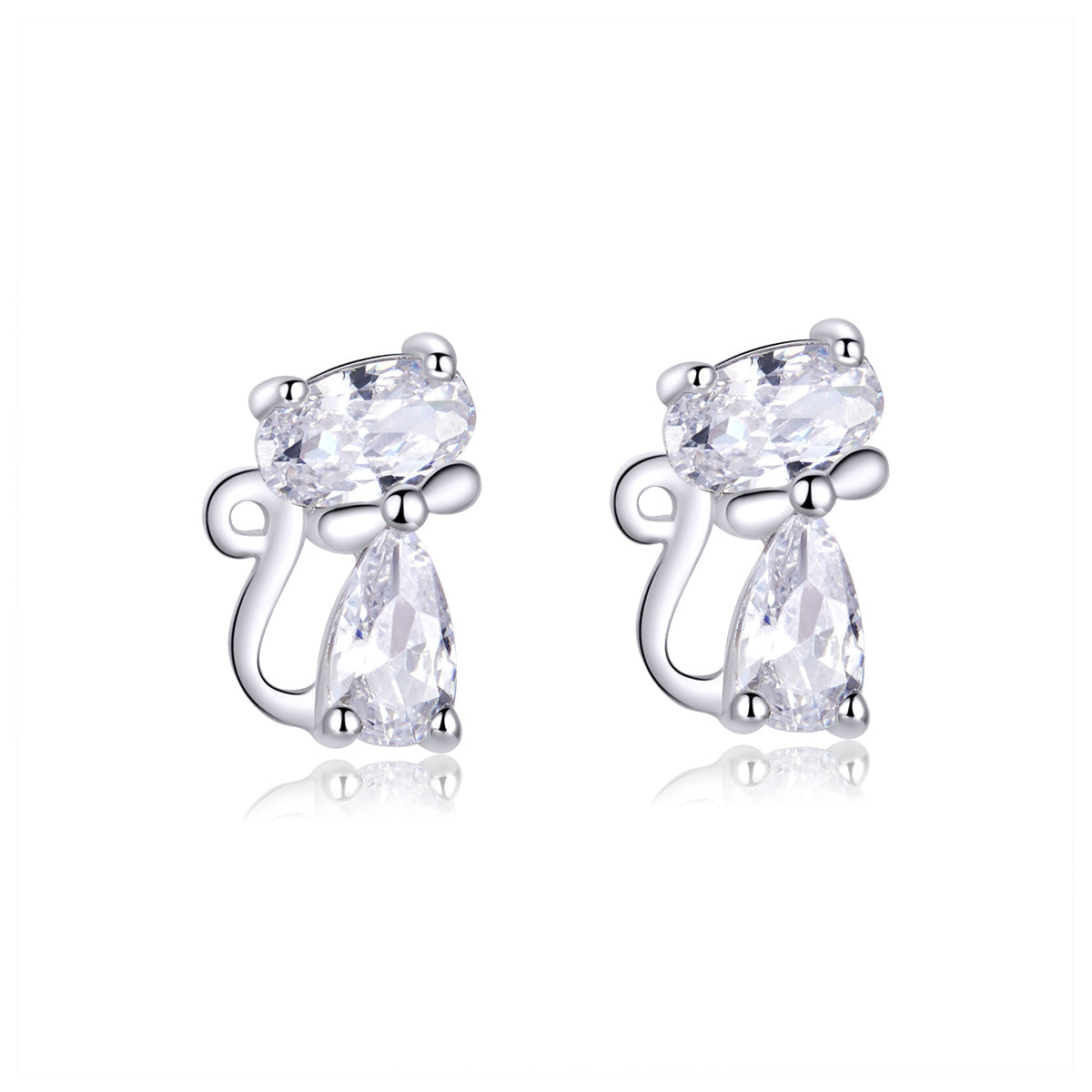 925 Sterling Silver Plated Platinum Earrings with Pavé Setting CZ for Women DestGlow